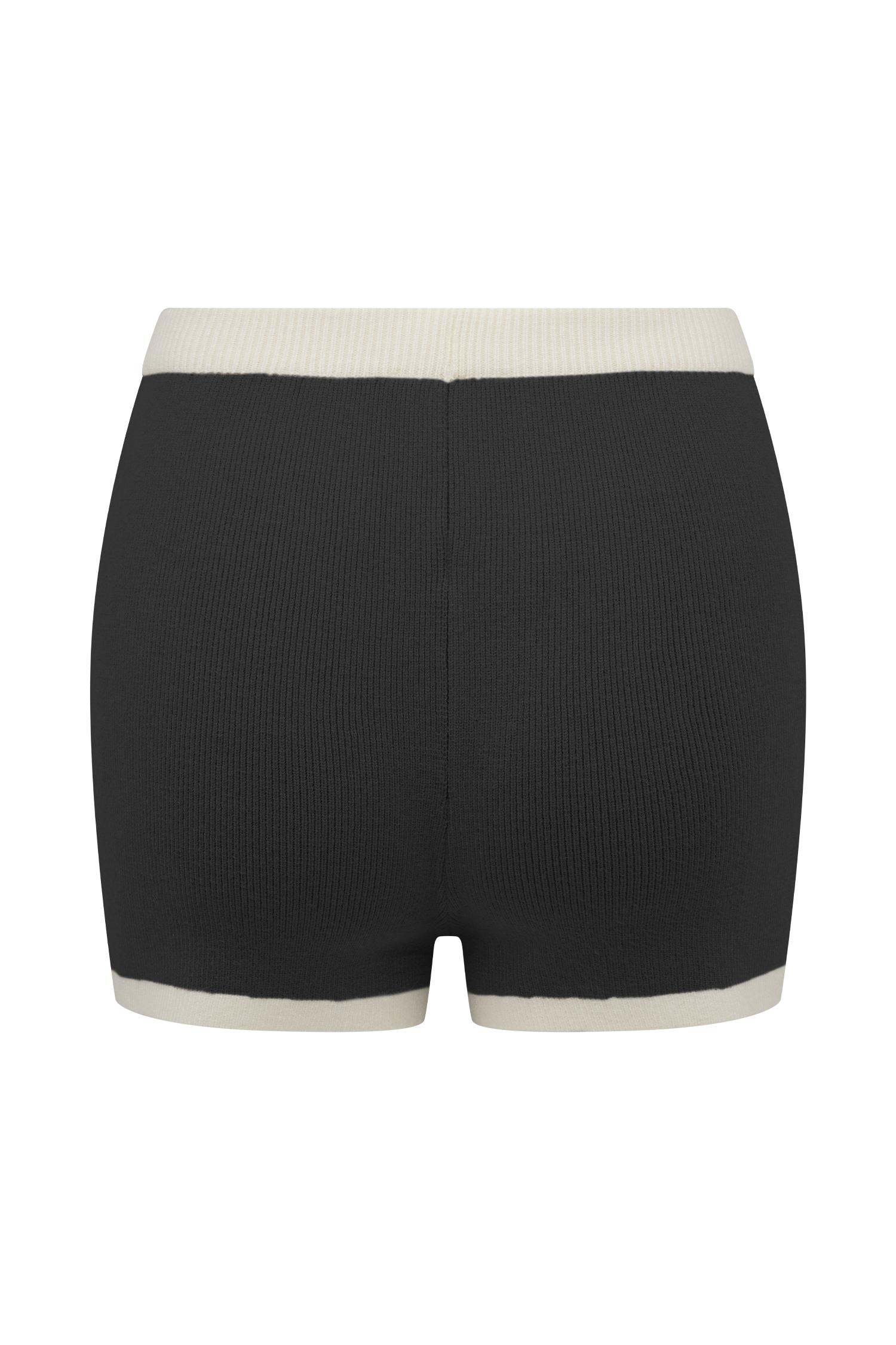 Julianne Contrast Knit Shorts - Black/White Product Image