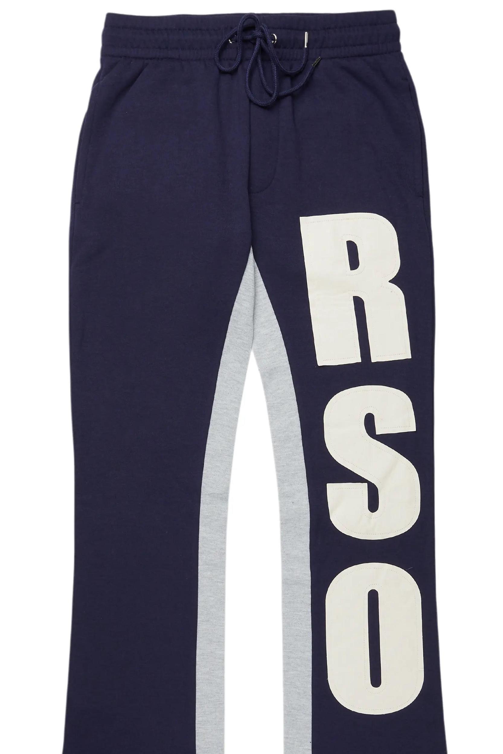 Uko Navy Stacked Baggy Track Pant Male Product Image
