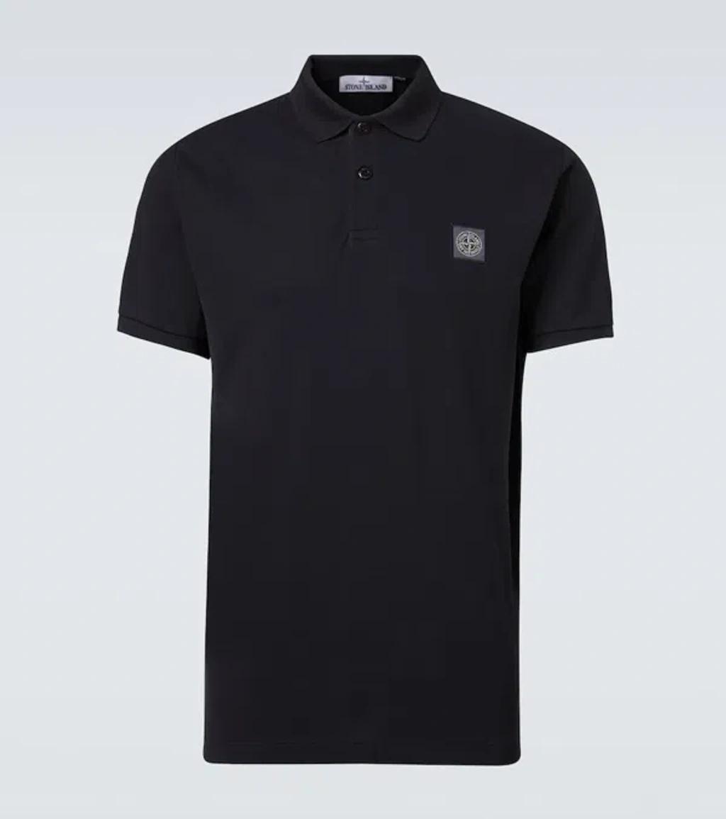 STONE ISLAND Mens Black Brand-patch Regular-fit Stretch-cotton Polo Shirt Xl Product Image