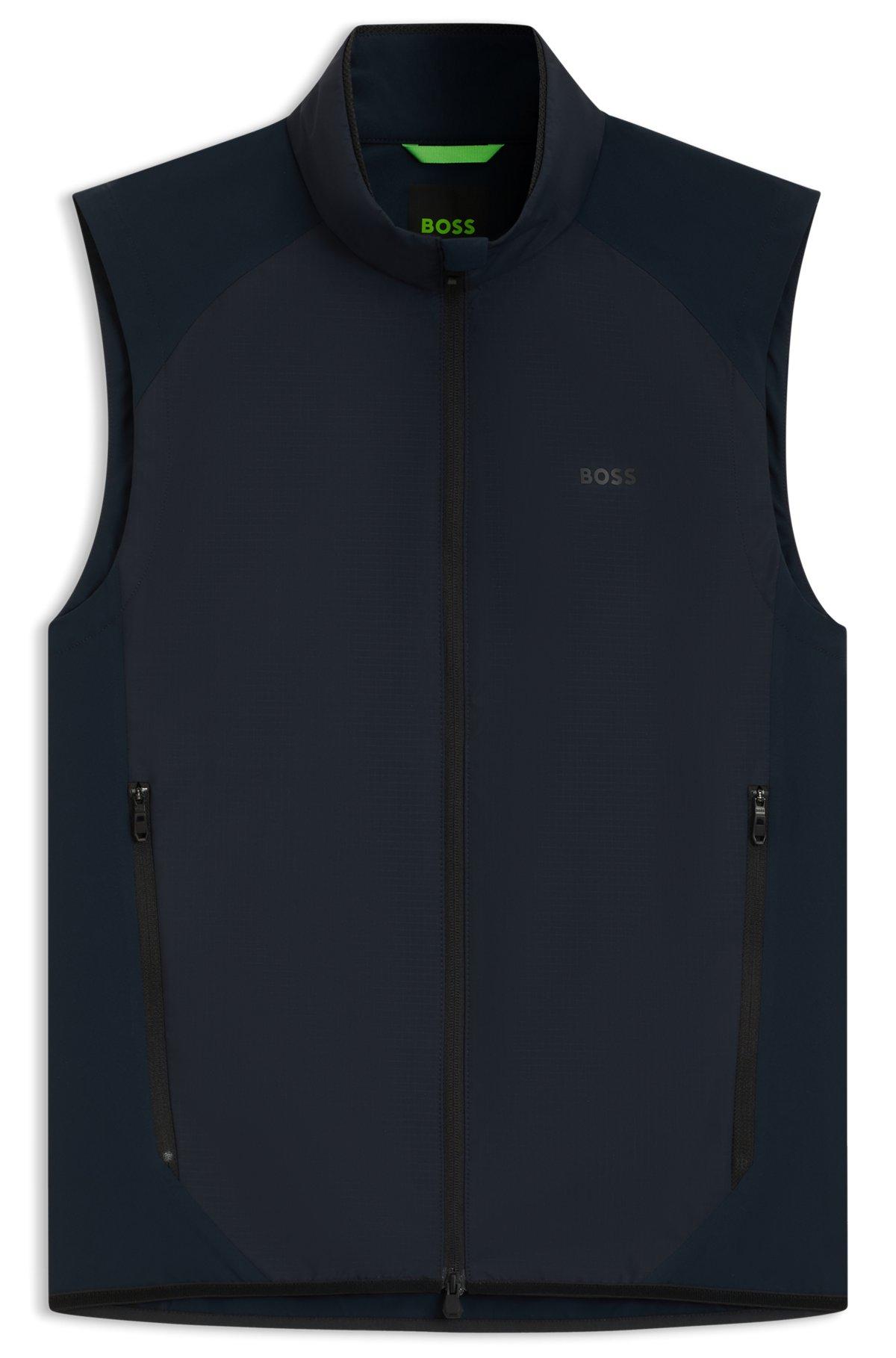 Water-repellent golf vest with decorative reflective details Product Image