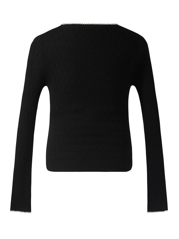 Pearl Round Neck Women Sweater Product Image