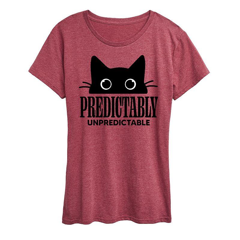 Women's Predictably Unpredictable Cat Graphic Tee, Girl's,  Product Image