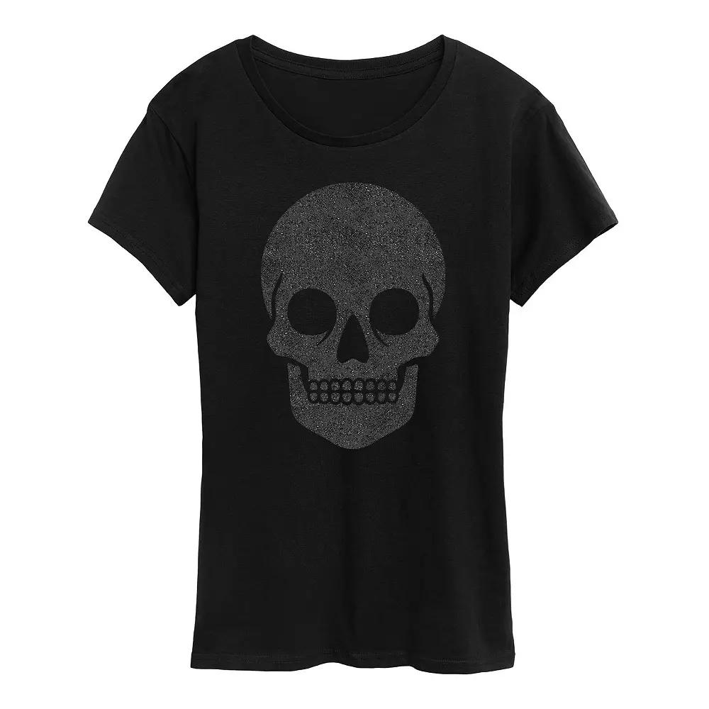 Women's Skull Sparkle Halloween Tee, Girl's,  Product Image