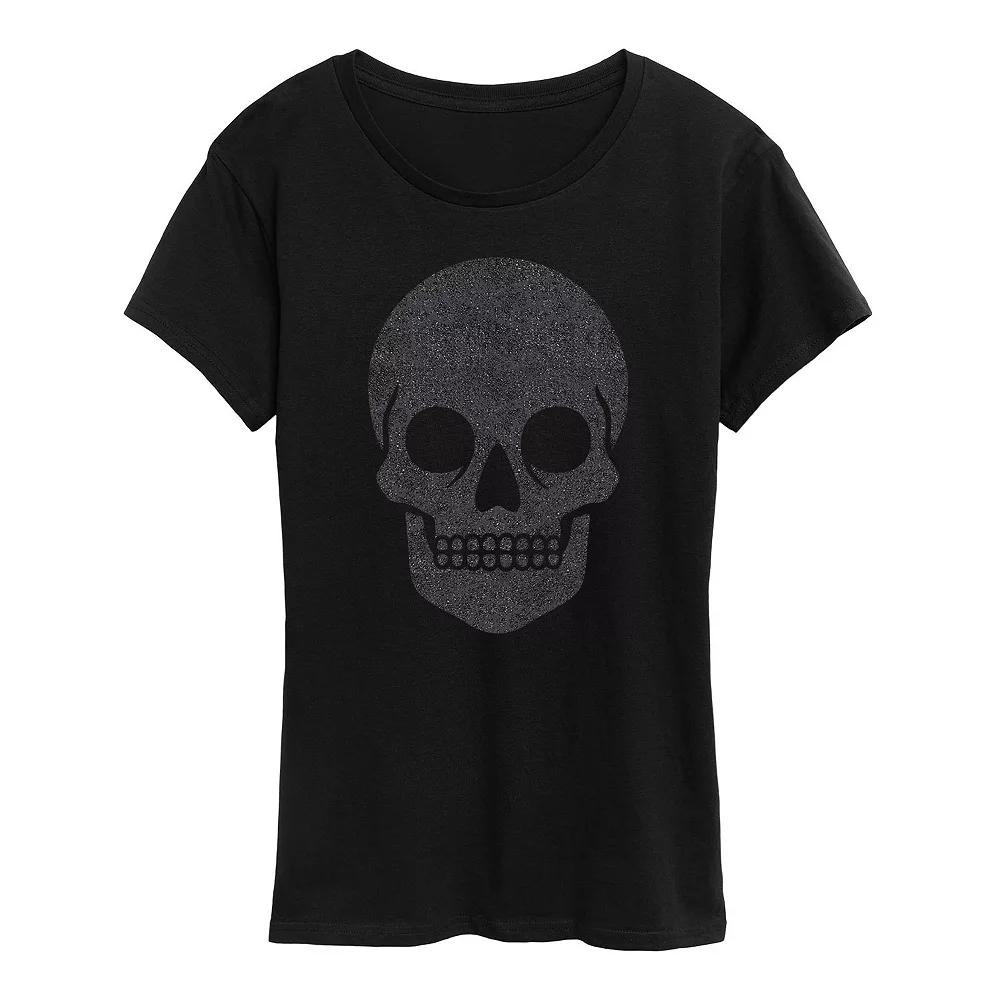Women's Skull Sparkle Halloween Tee, Girl's,  Product Image