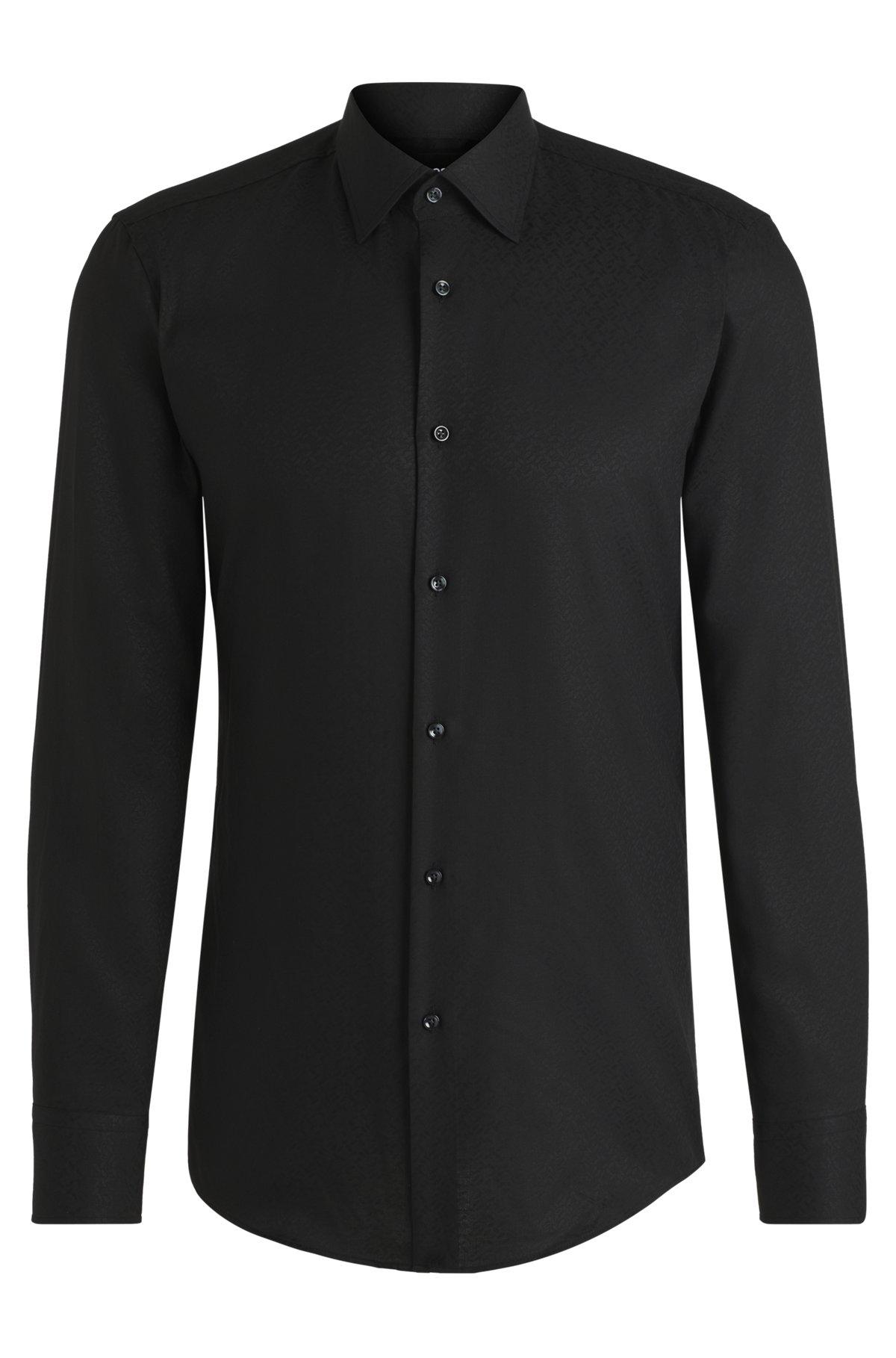 Slim-fit shirt with leaf jacquard Product Image