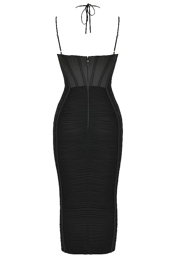 Maya  black ruched midi dress Product Image