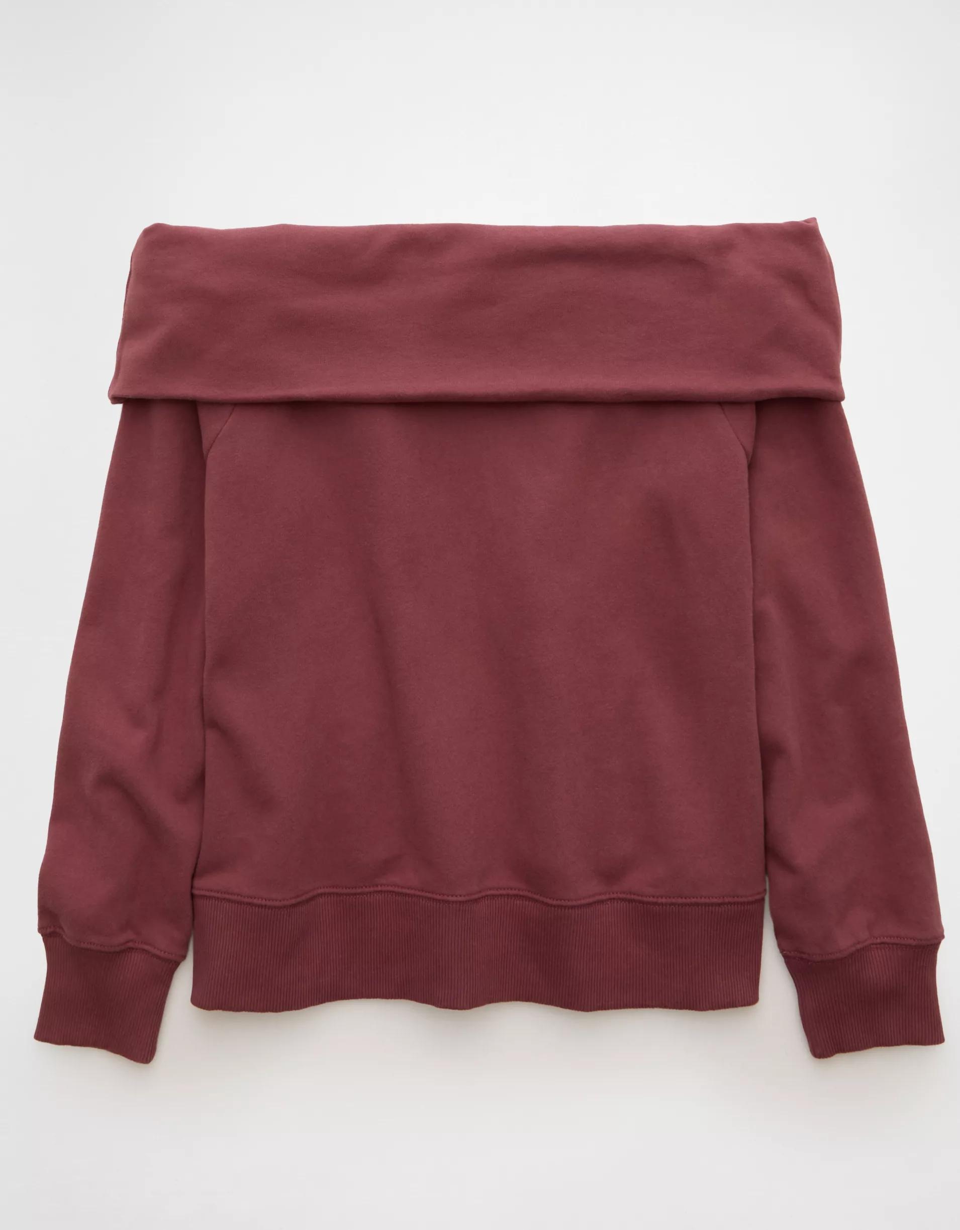 AE Foldover Off-The-Shoulder Sweatshirt Product Image
