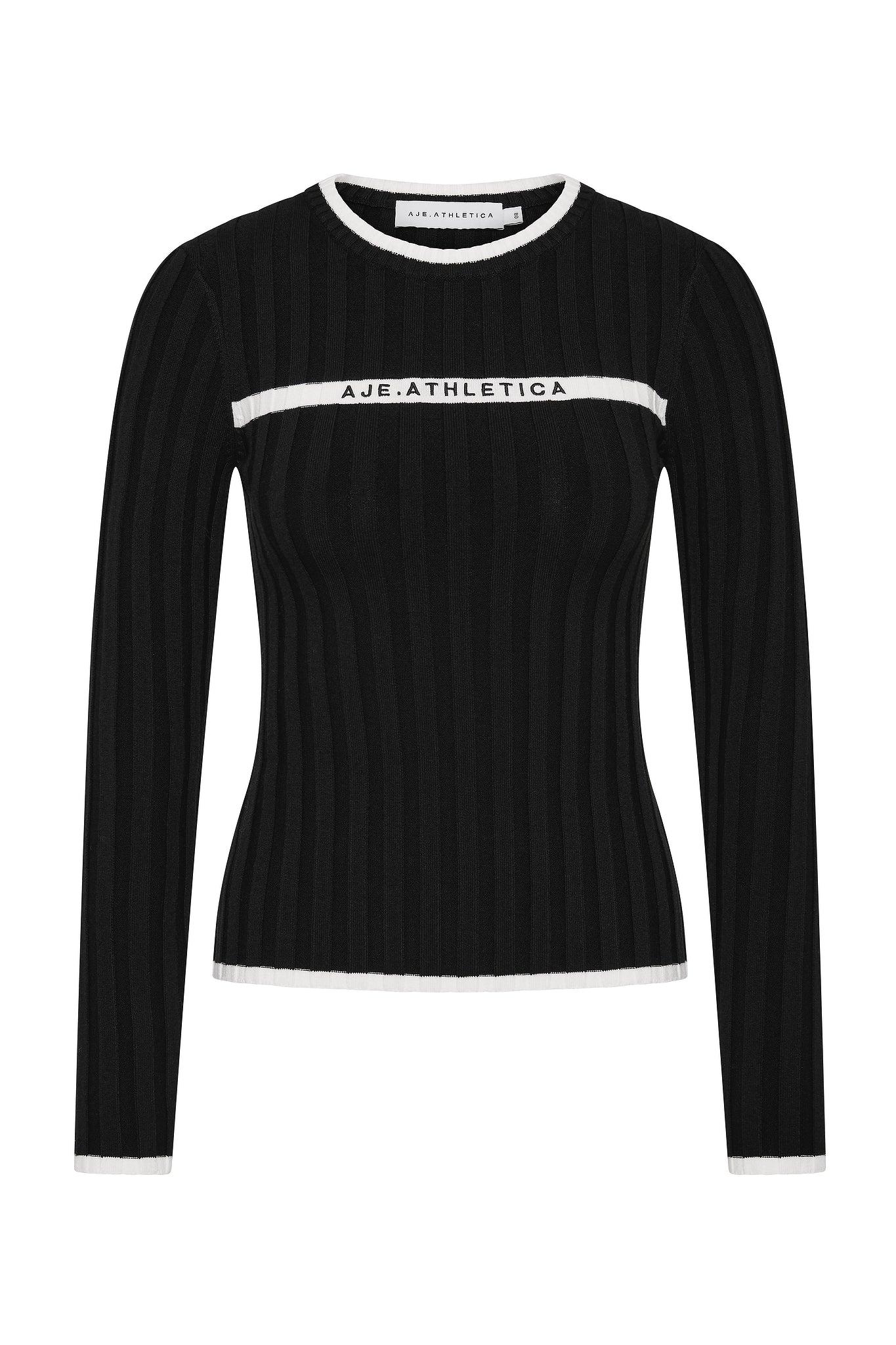 Contrast Long Sleeve Knit Top 438 Product Image