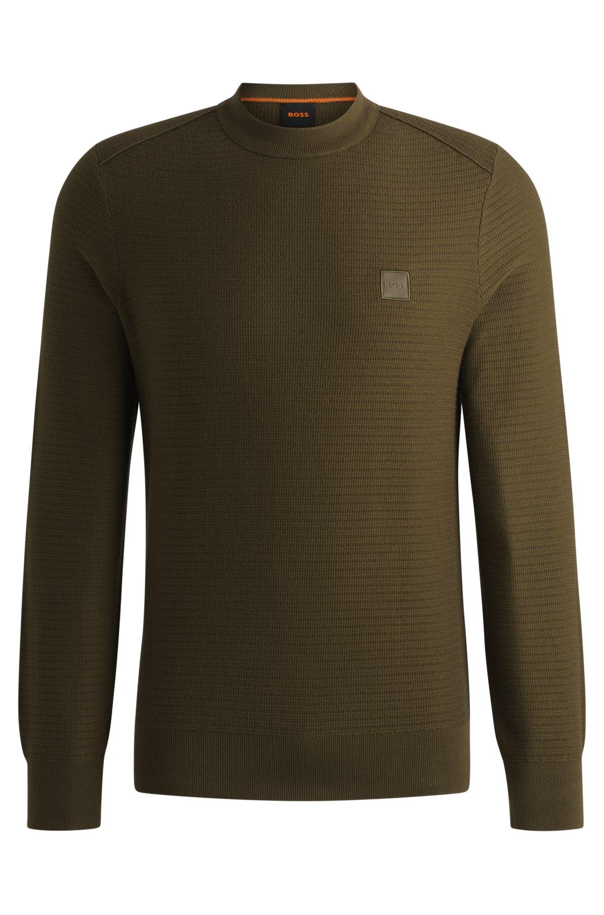 Structured sweater in cotton and cashmere with logo patch Product Image