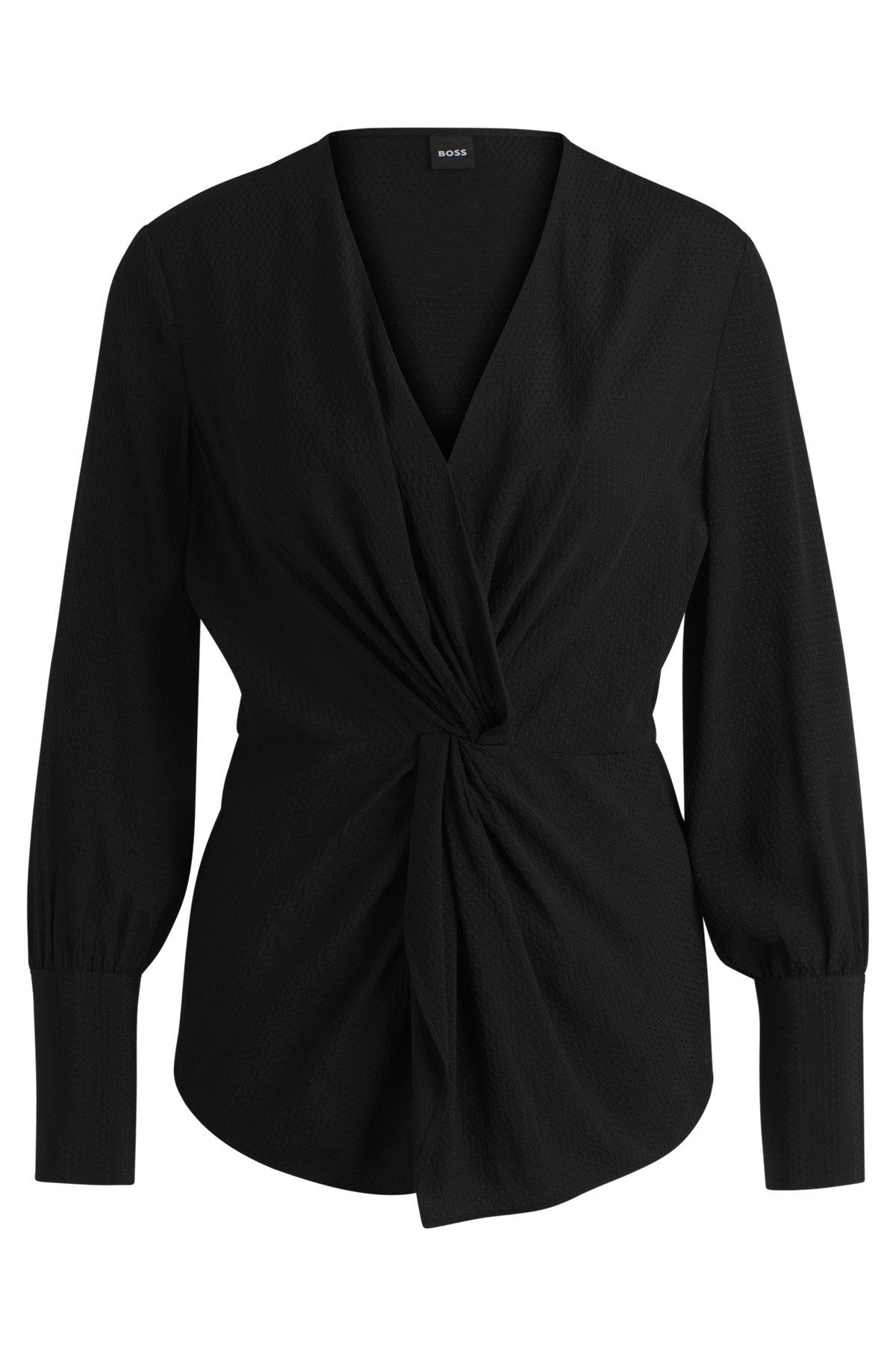 Regular-fit blouse in silk with twist front Product Image