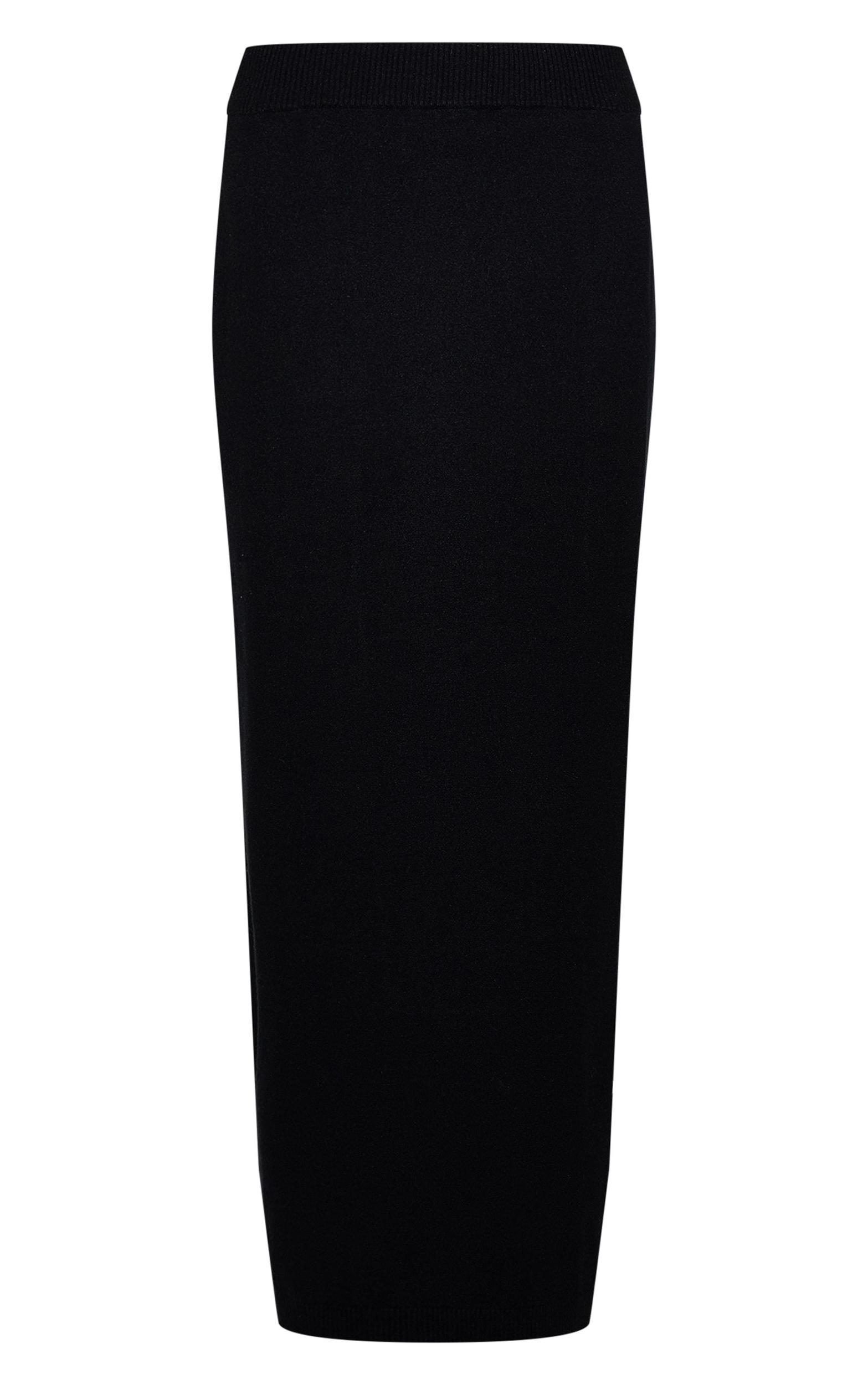 Black Basic Knit Maxi Skirt Product Image