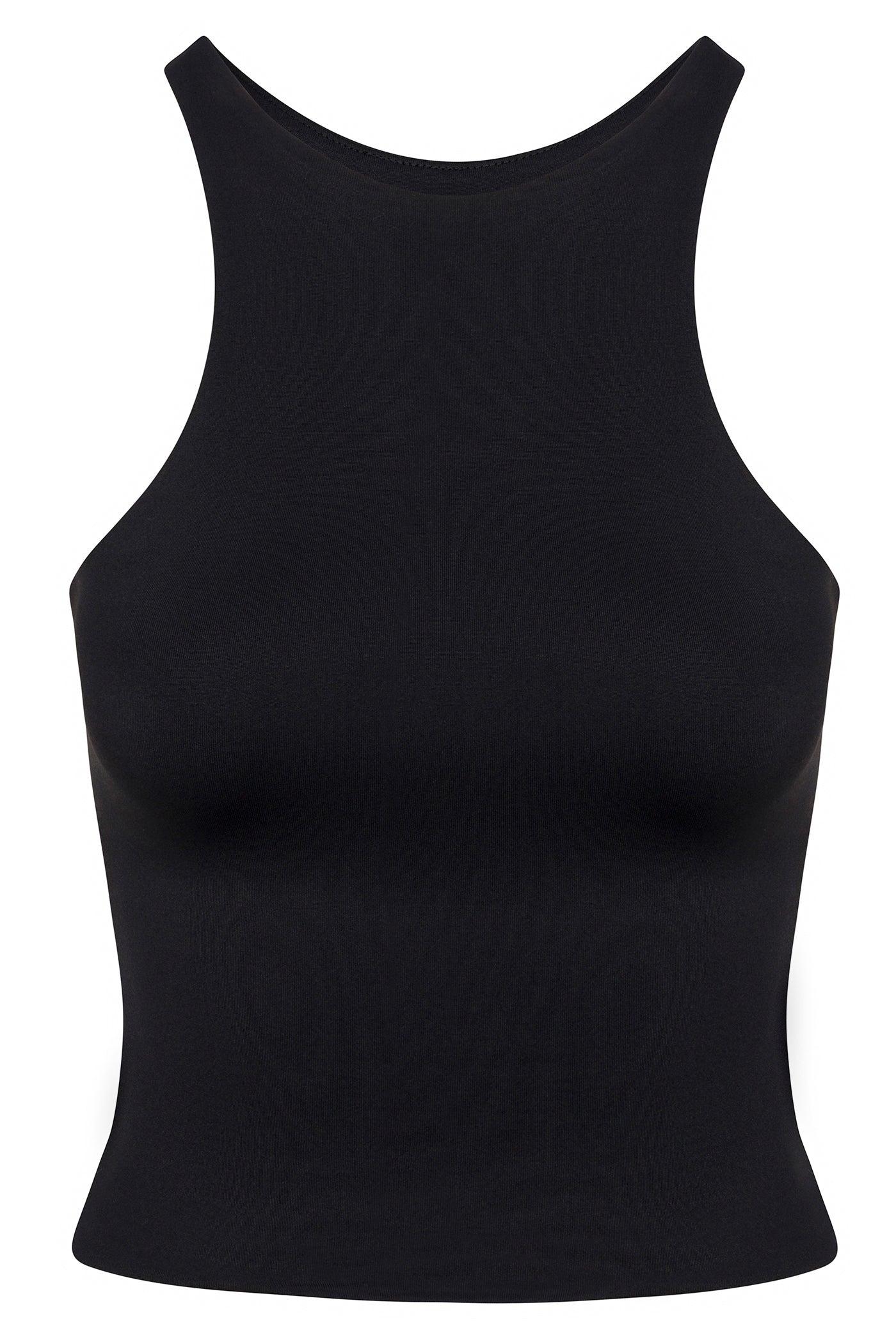 Contour Double Lined High Neck Tank Top - Black Female Product Image