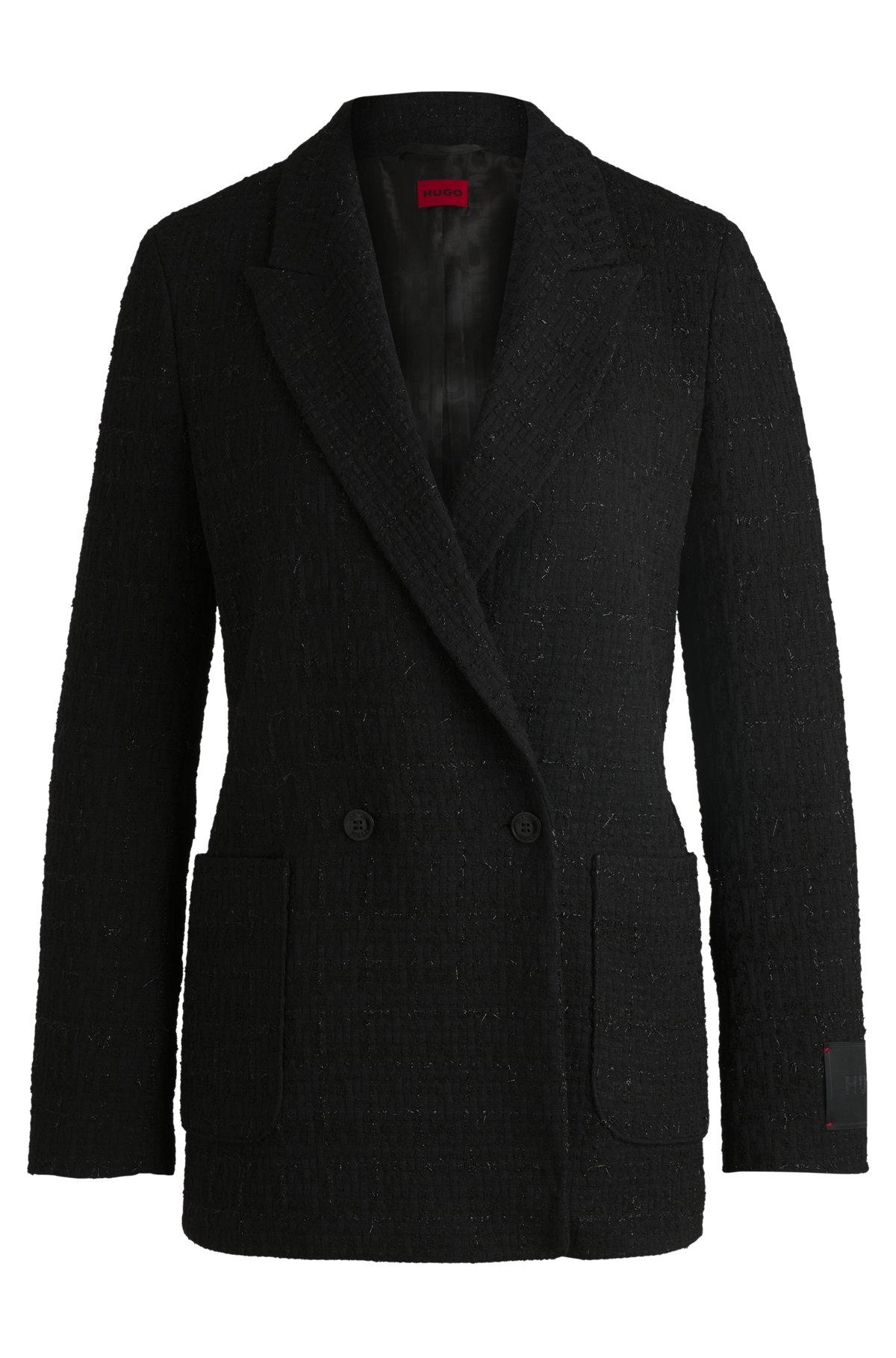 HUGO - Relaxed-fit jacket in sparkle-effect bouclé - Patterned Product Image