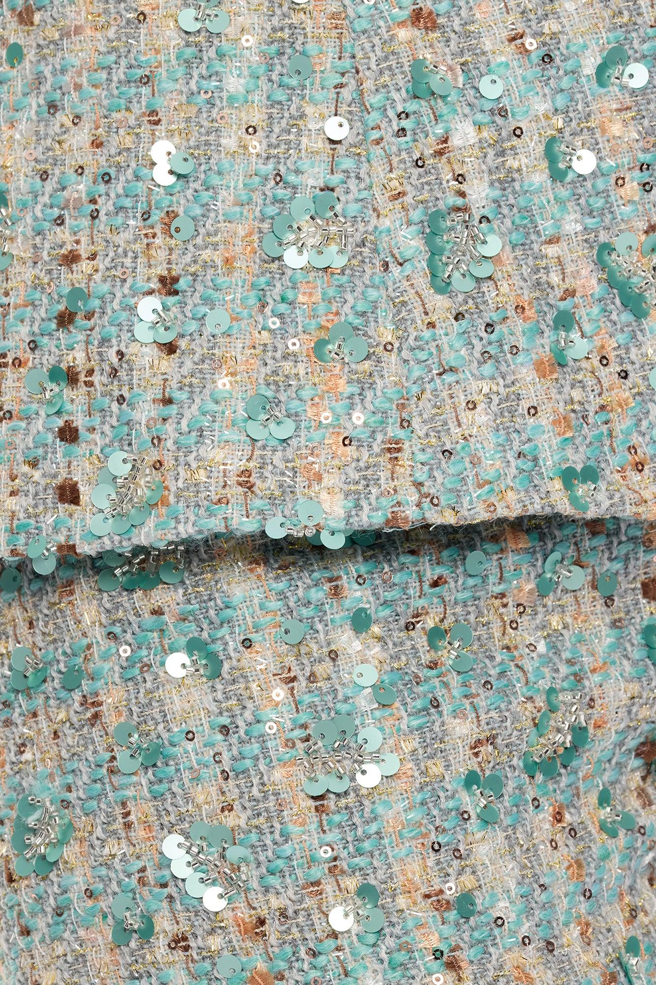 Maeve Embellished Tweed Short Set - Mint Female Product Image