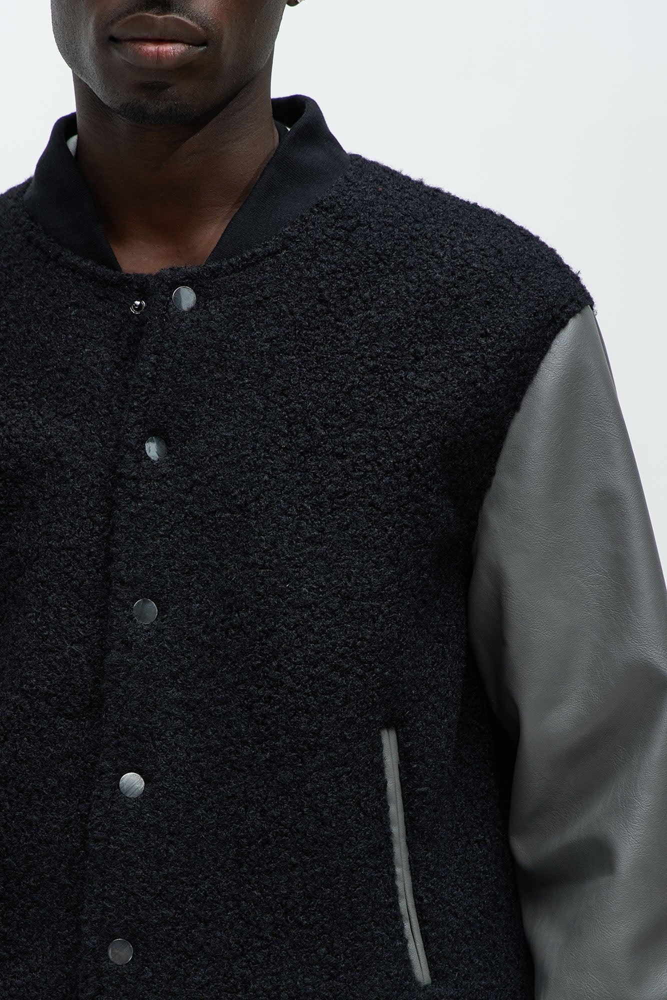 Faux Leather And Shearling Bomber Jacket - Black/combo Product Image