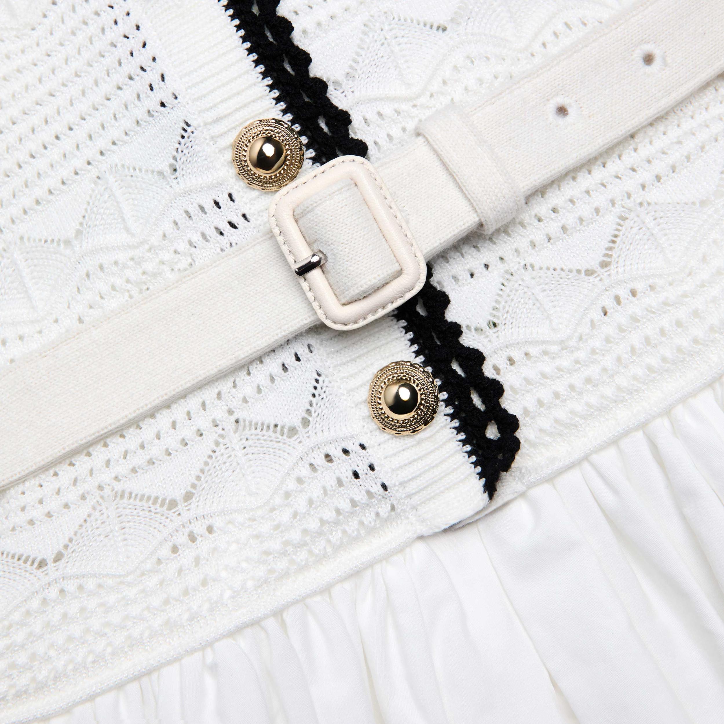 White Knit Linen Midi Dress Product Image