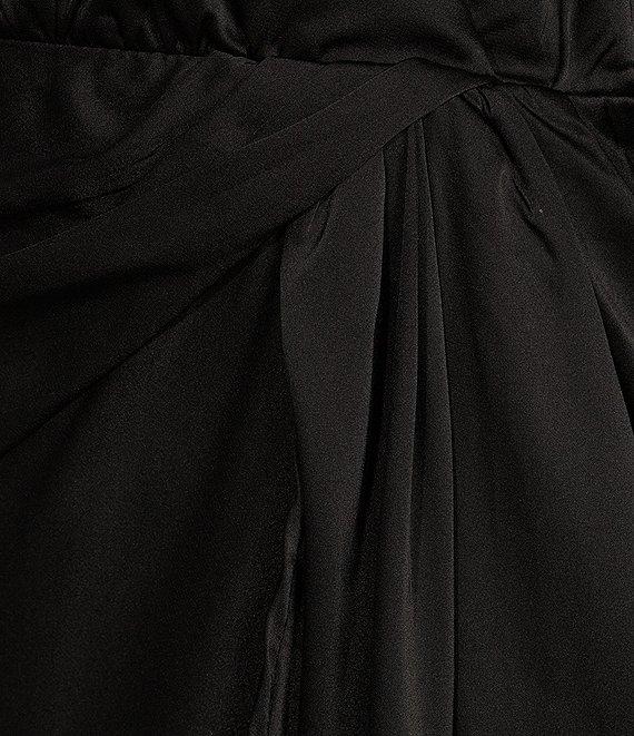 En Saison Holland Satin V-Neck Long Sleeve Faux Wrap Lace Maxi Dress Product Image