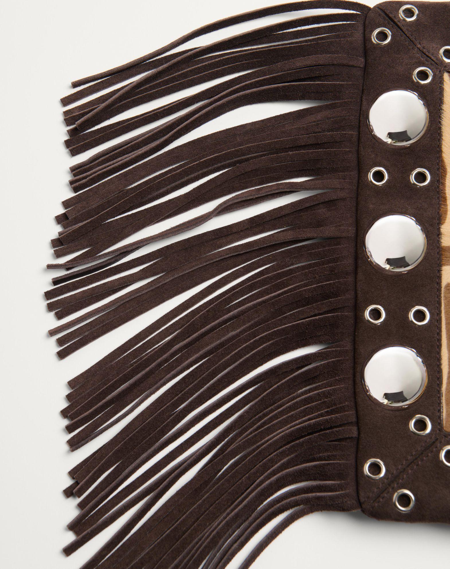 Valentino Garavani Nellcôte Shoulder Bag In Animalier Pony-Effect Calfskin With Fringes Product Image