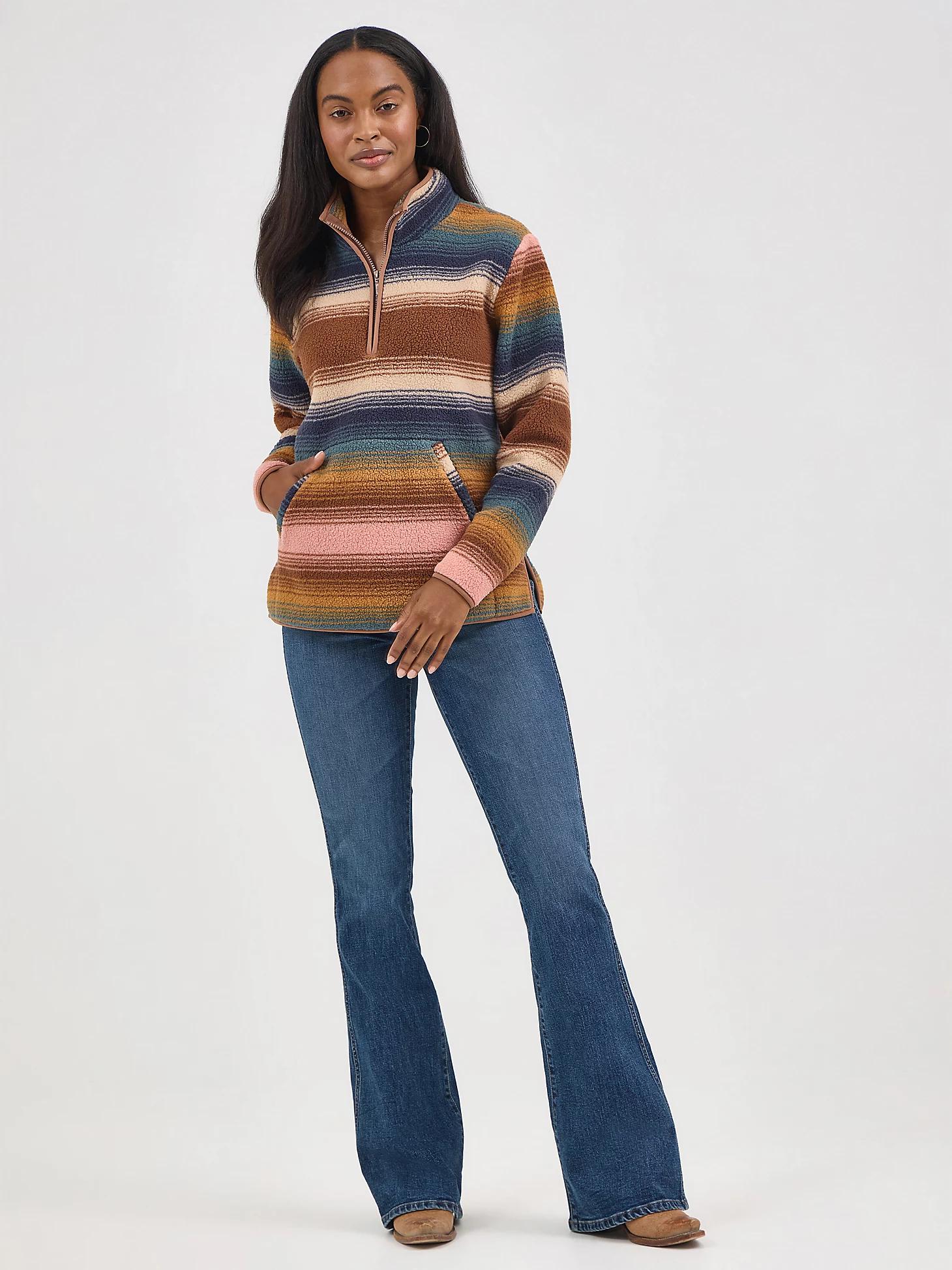 Women's Wrangler Retro® Quarter-Zip Sherpa Pullover in Sunset Stripe Product Image
