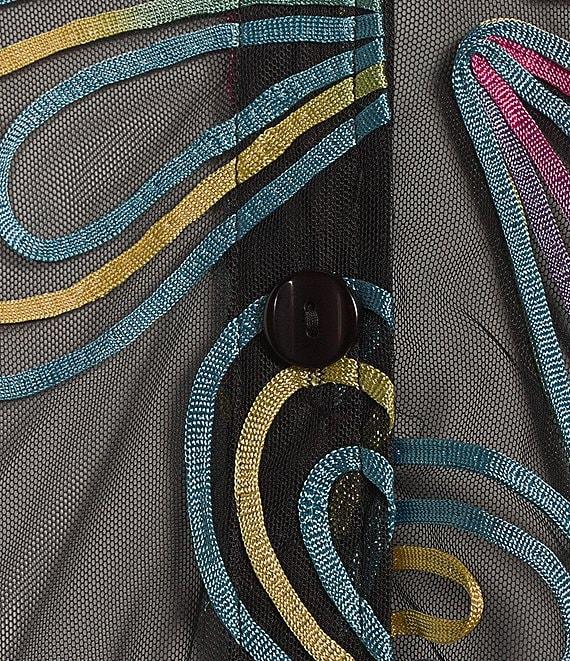 Ali Miles Point Collar 3/4 Sleeve Mesh Soutache Embroidered Jacket Product Image