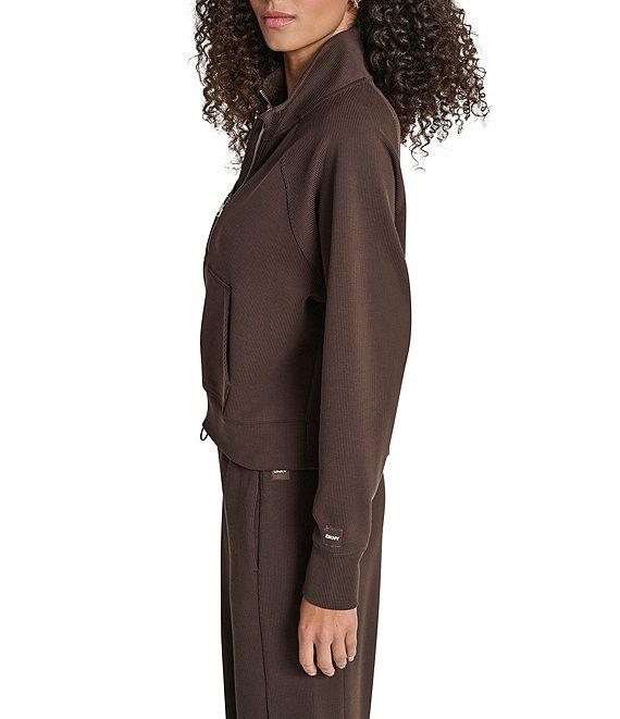 DKNY by Donna Karen Sport Coordinating Highline Ribbed Mock Neck Half Zip Long Sleeve Kanga Pocket Pullover Product Image