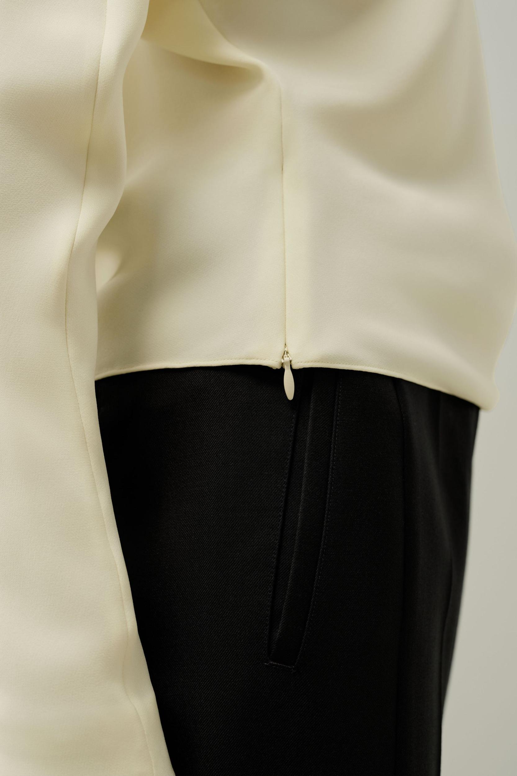 Long Sleeve Gathered Silk Top Product Image