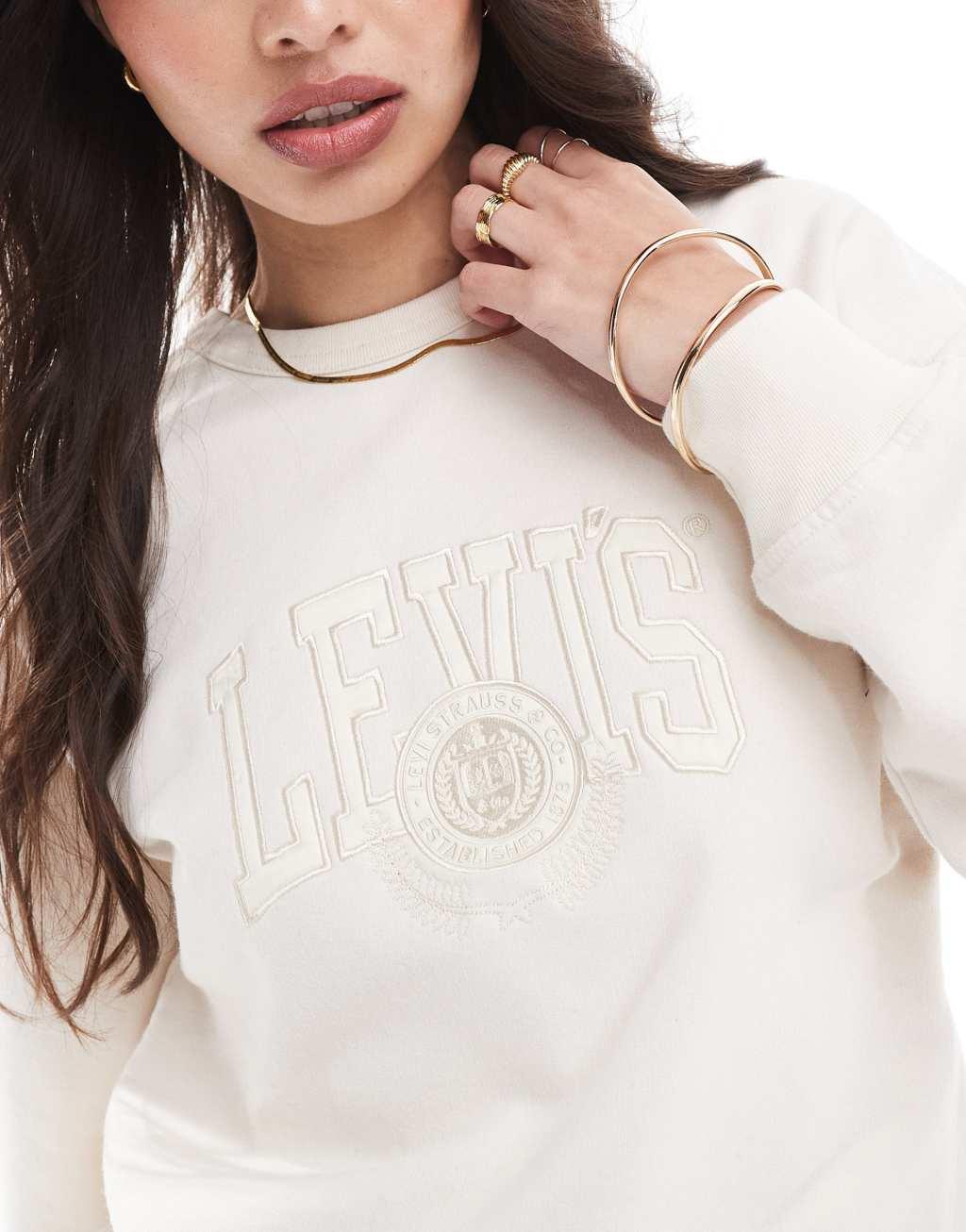 Levi's Heritage tonal varsity logo sweatshirt in beige Product Image