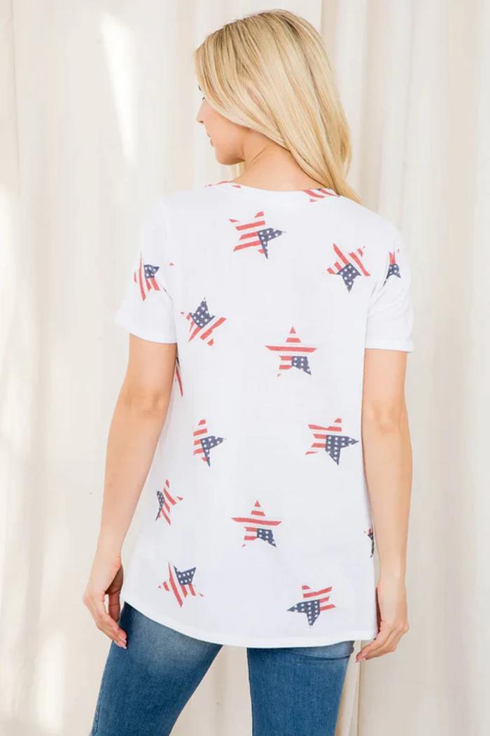 Star USA Flag V-Neck Top Product Image
