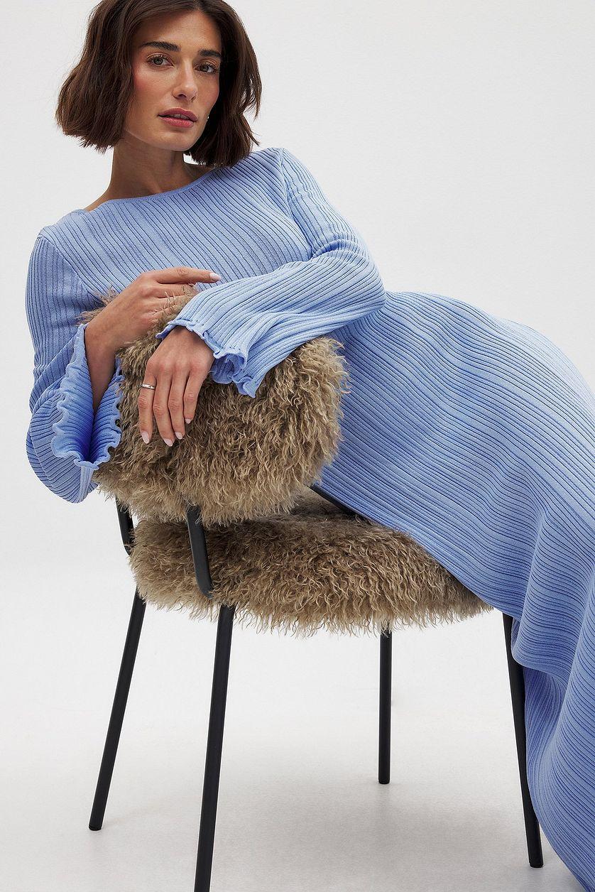 Knitted Round Neck Frill Maxi Dress Product Image