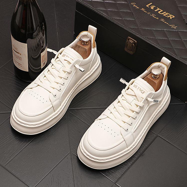 Lettering Lace-Up Platform Sneakers Product Image