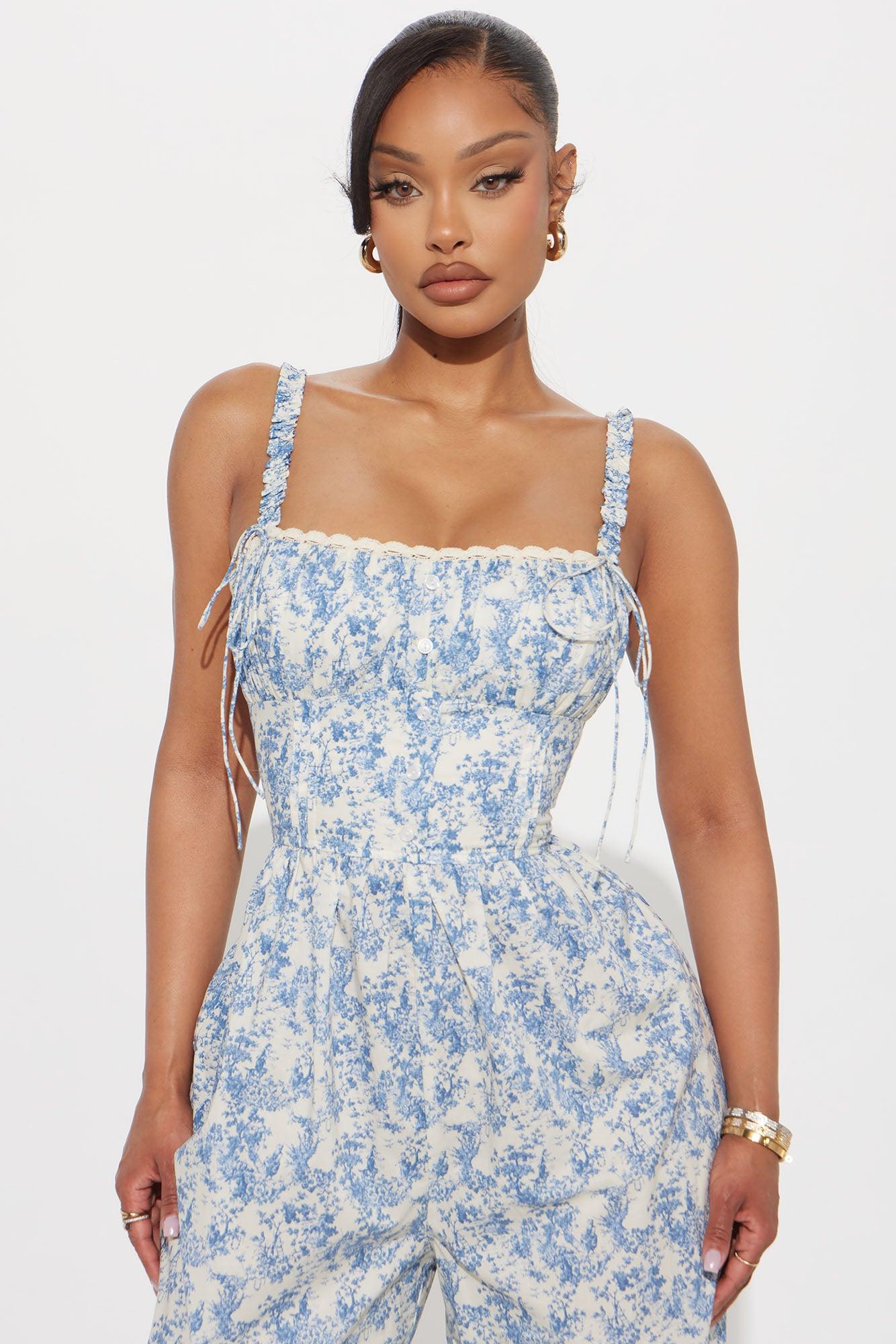 Tea Time Floral Jumpsuit - Blue/combo Product Image