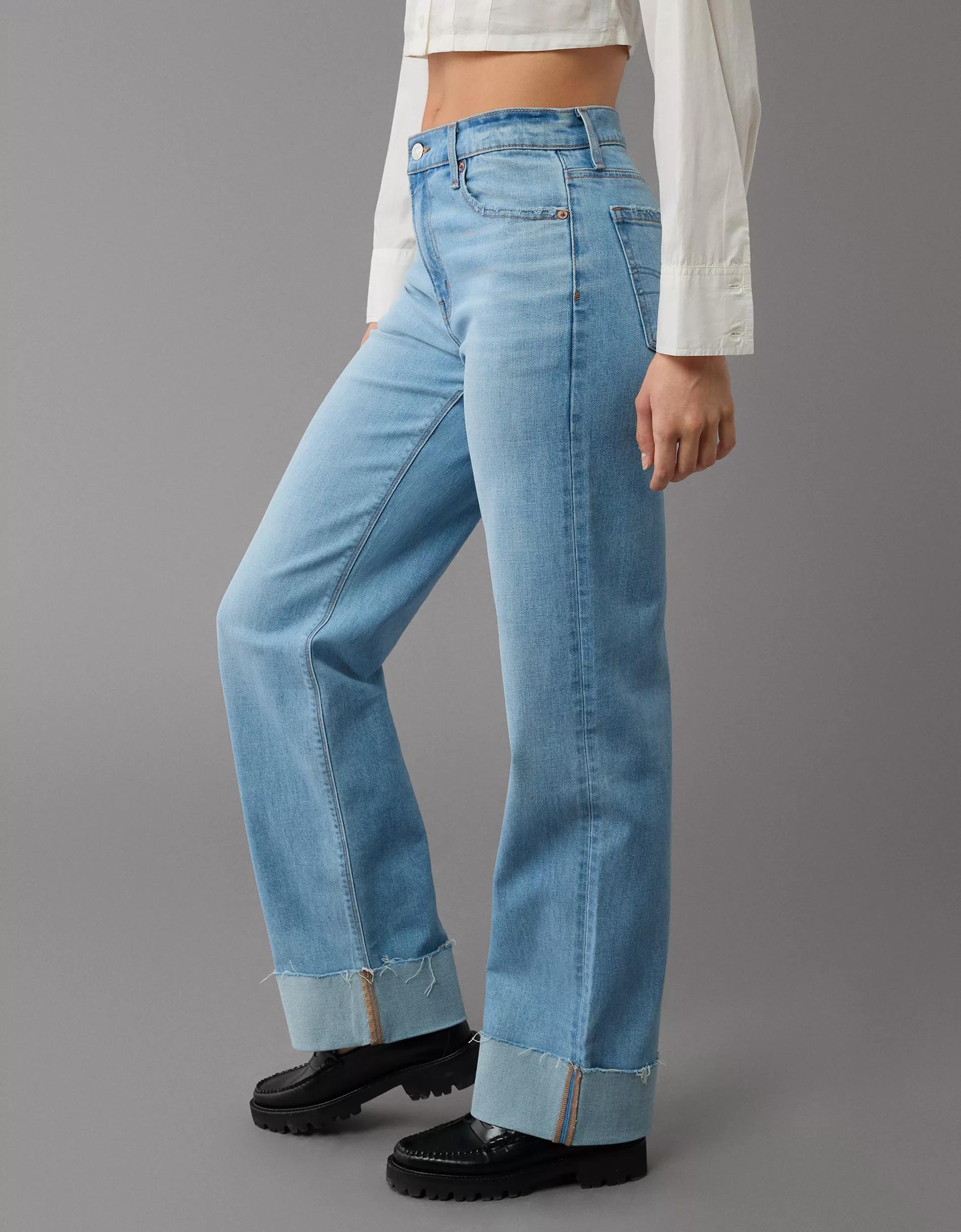 AE Stretch High-Waisted Stovepipe Cuffed Jean Product Image