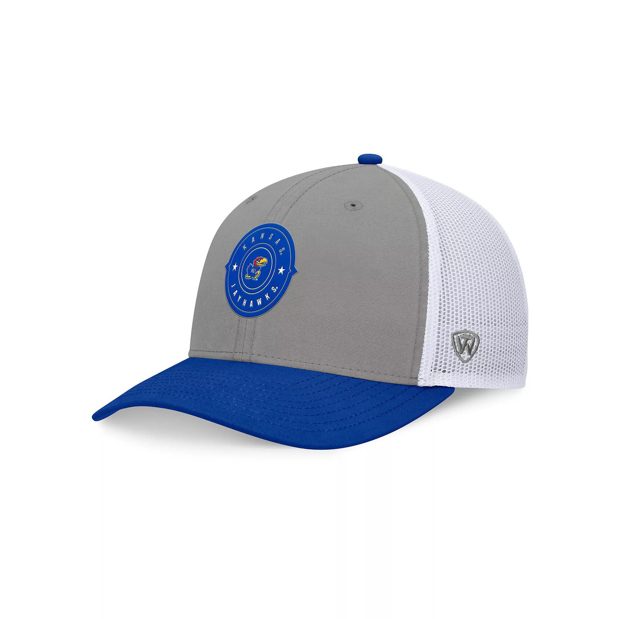 Men's Top of the World Gray/Royal Kansas Jayhawks Rob Trucker Adjustable Hat, Grey Product Image