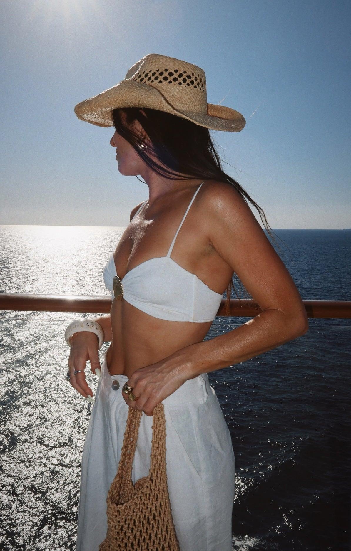 Ibiza Top ~ White with Gold Seashell Product Image