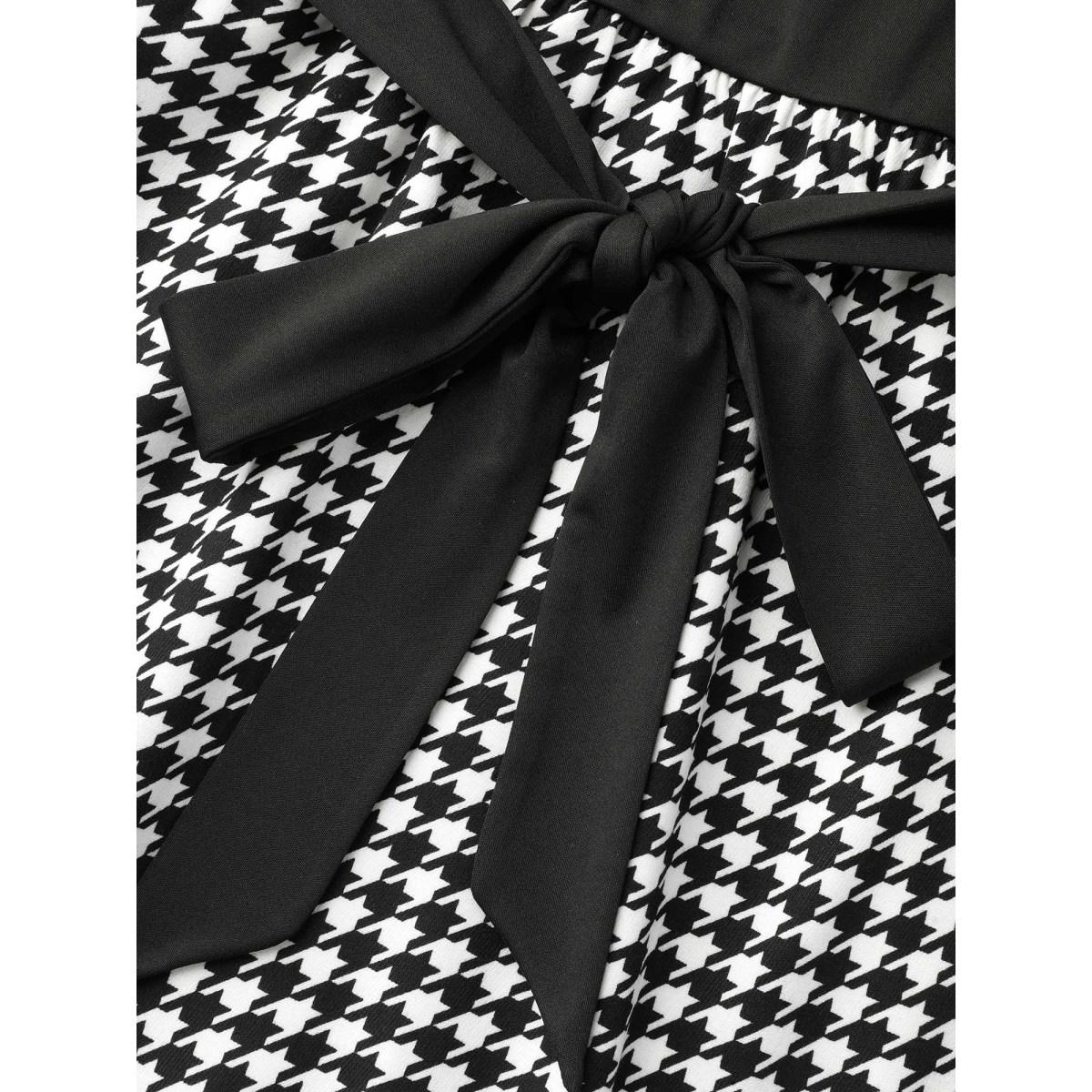 Plus Size Color-Block Belted Fit & Flare Midi Dress Black Women Casual Belted Knit Dresses Bloomchic 28/5X Product Image