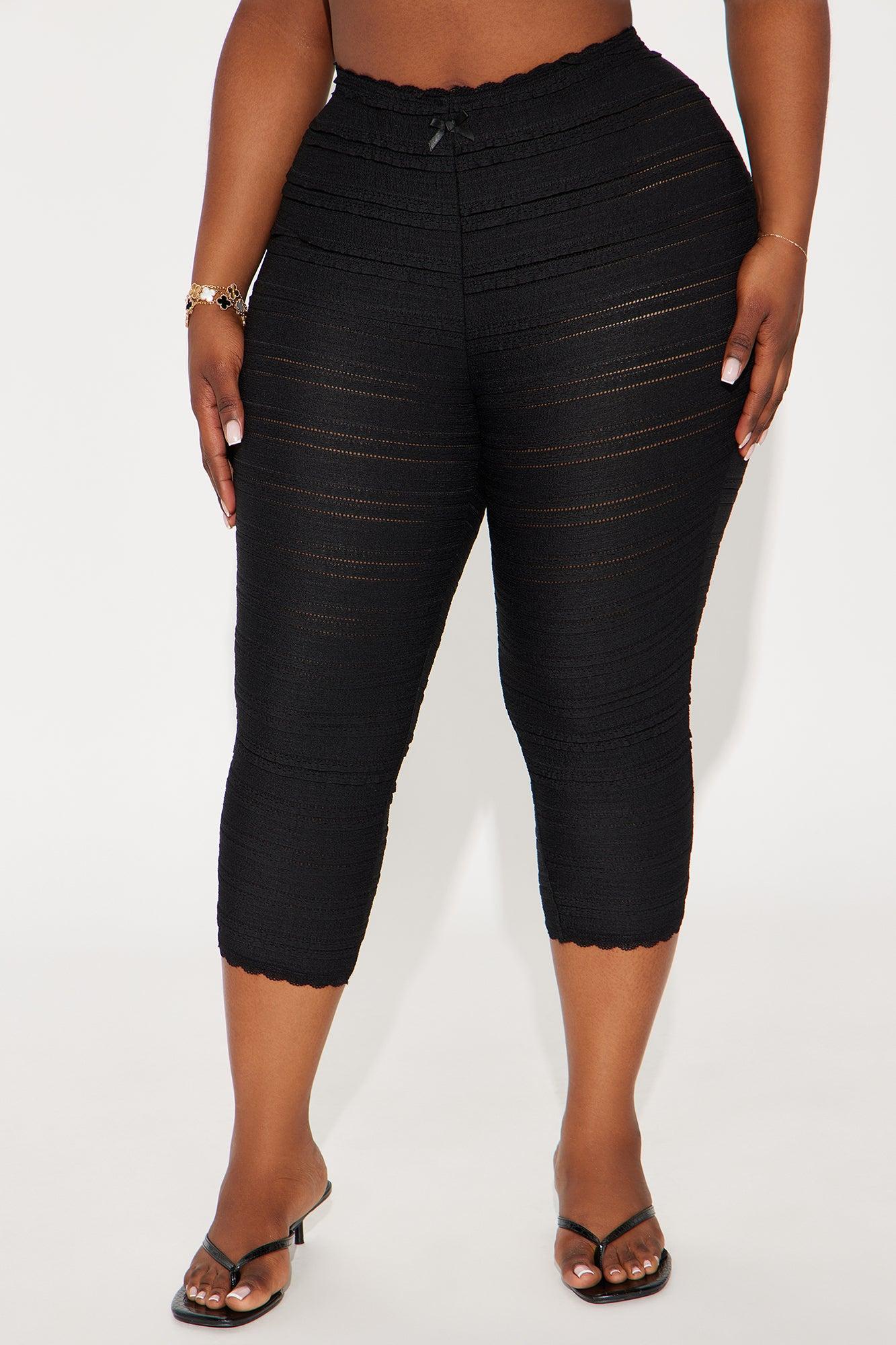 Alice Ruffled Capri Legging - Black Product Image