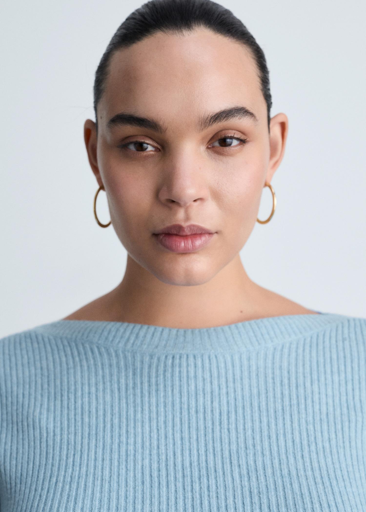 Boat neck ribbed sweater - Women | MANGO USA Product Image