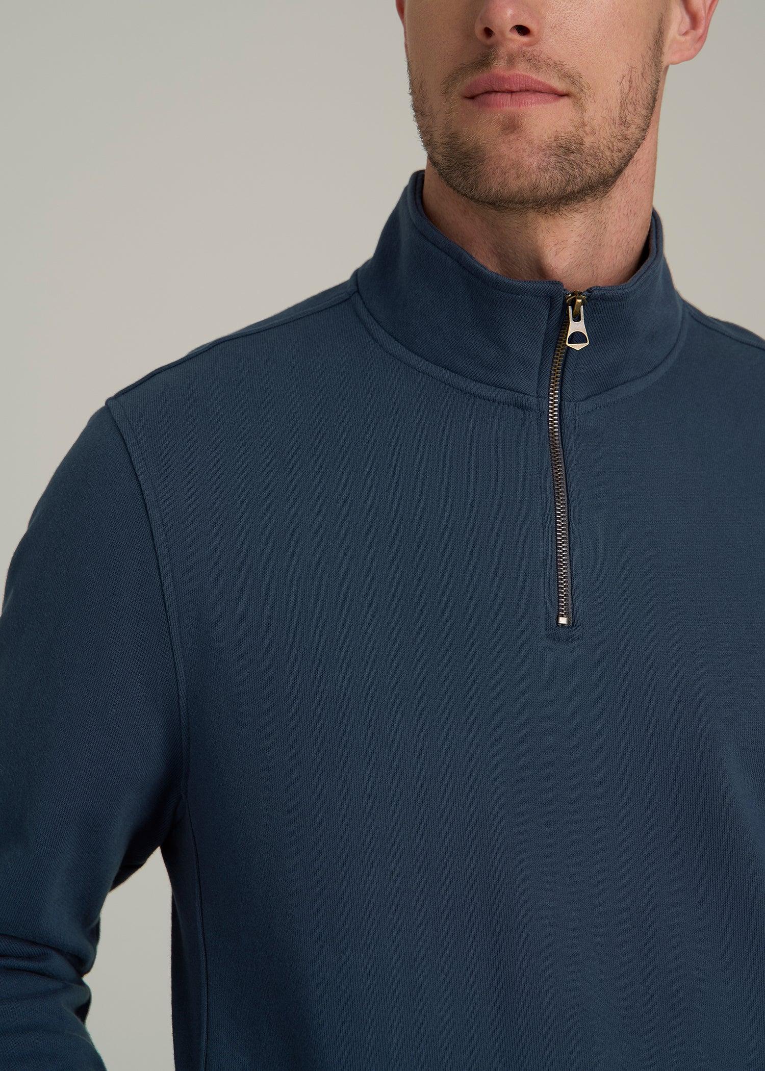 LJ&S Heavyweight Quarter-Zip Pullover for Tall Men in Vintage Midnight Navy Male Product Image