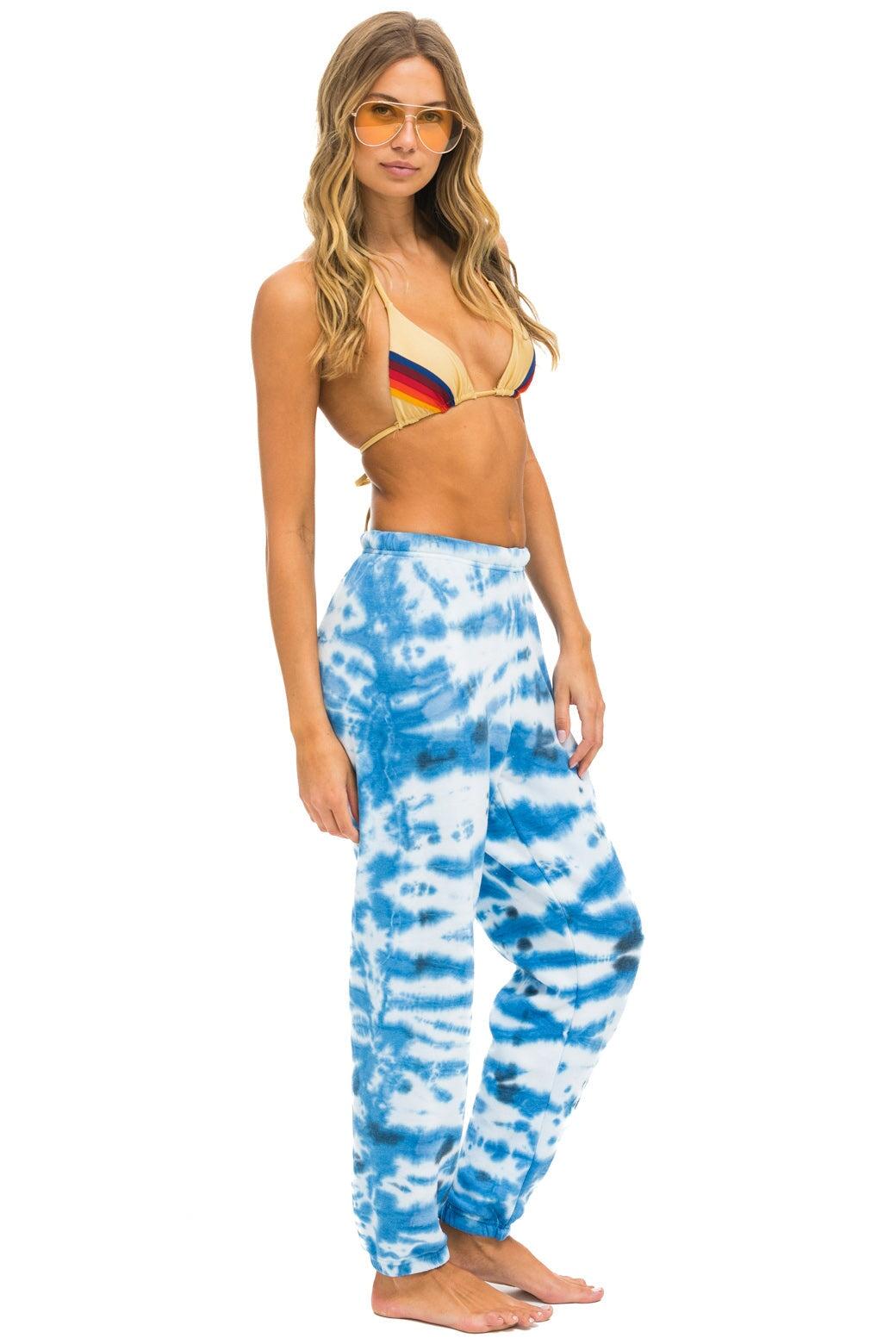HAND DYED SWEATPANTS - TIE DYE BLUE Female Product Image