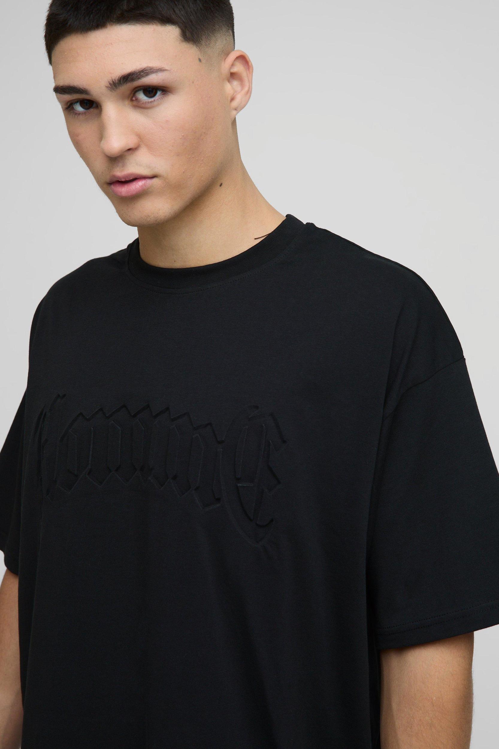 Oversized Homme Deboss T-Shirt | boohooMAN USA Product Image