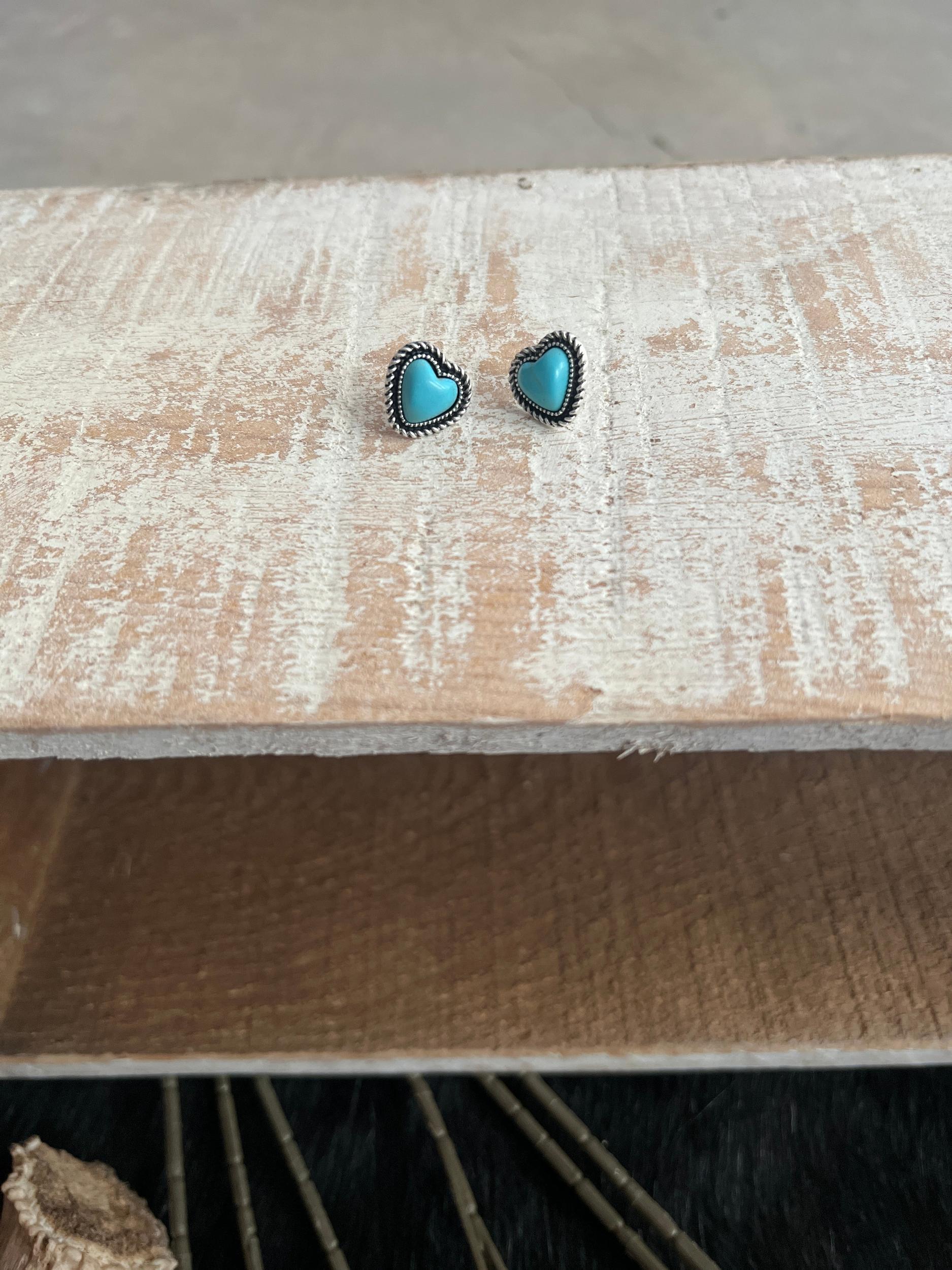 Turquoise Heart Stud Earrings Product Image
