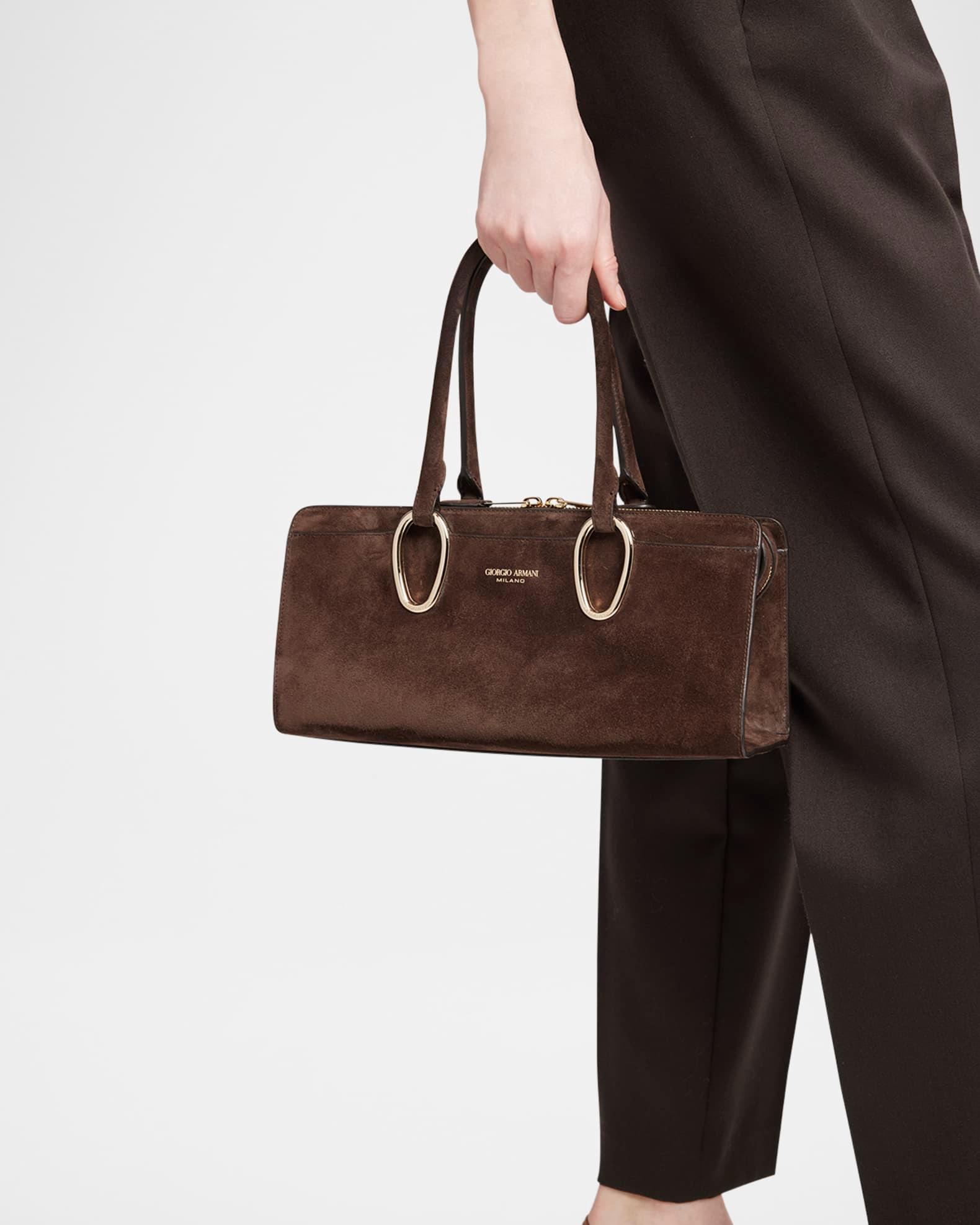 Ring-Embellished Suede Top-Handle Bag Product Image