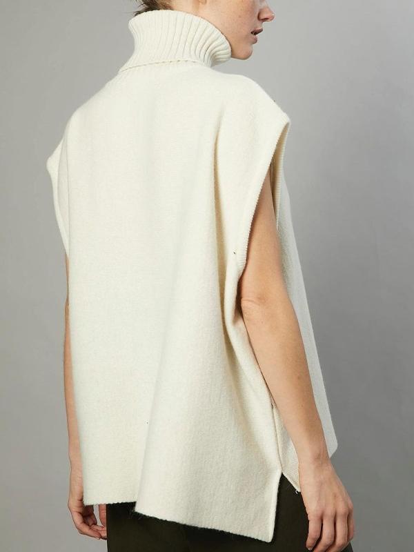 Solid High Neck Loose Sweater Vest Product Image