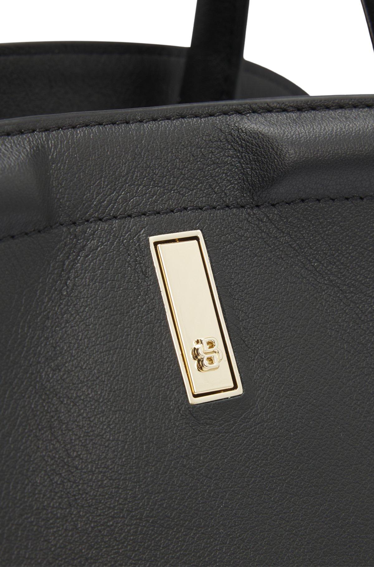 BOSS - Ariell tote bag in grained leather with detachable strap - Black Product Image