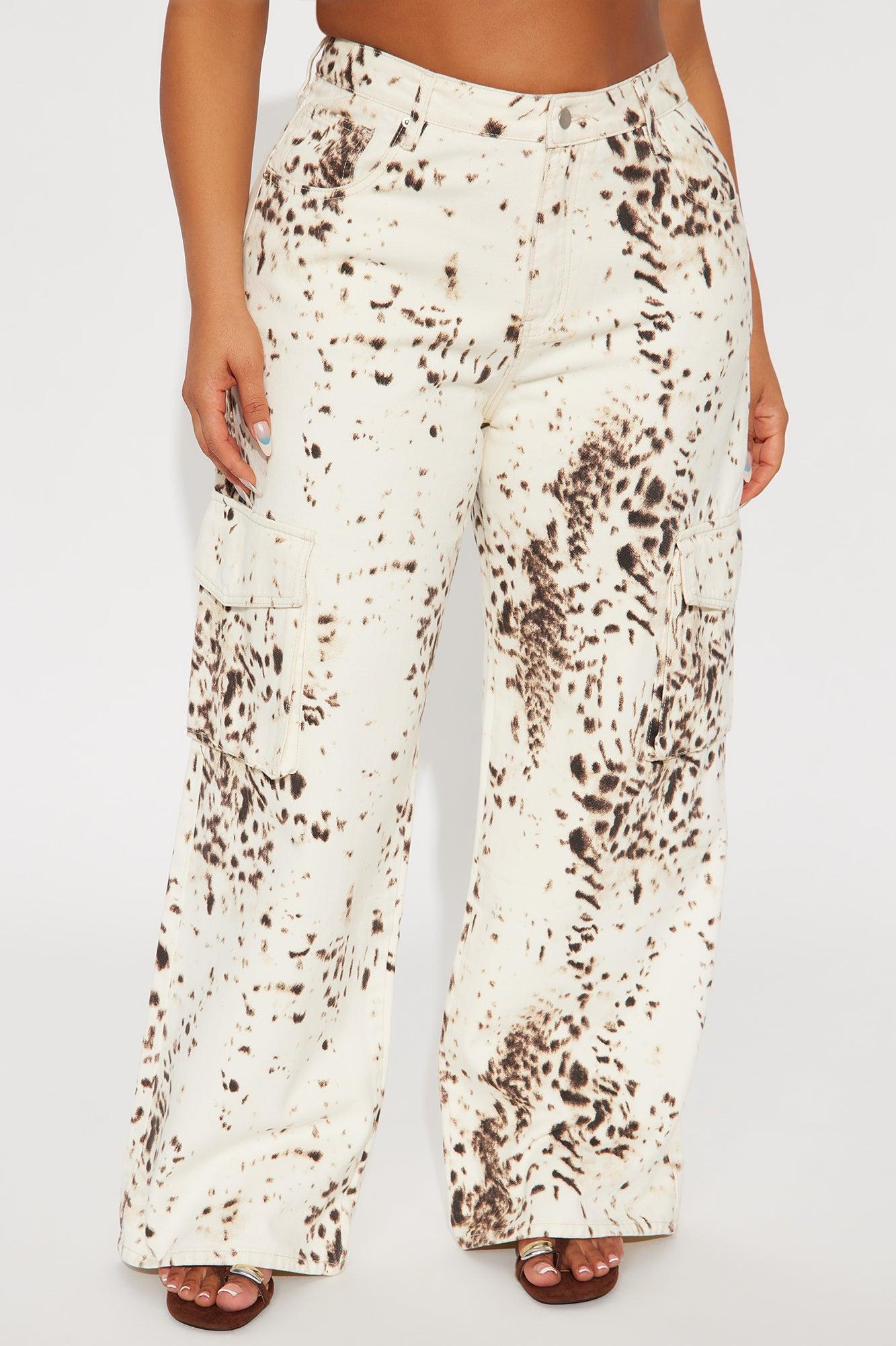 Jamie Printed Wide Leg Cargo Pant - Cream/combo Product Image