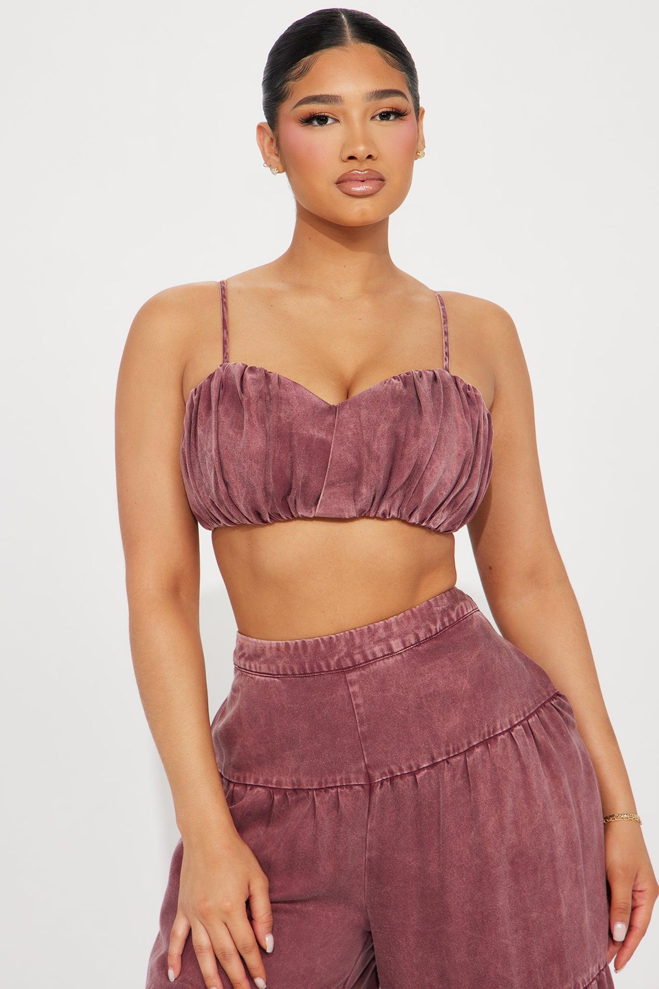 Olivia Washed Pant Set - Burgundy Product Image