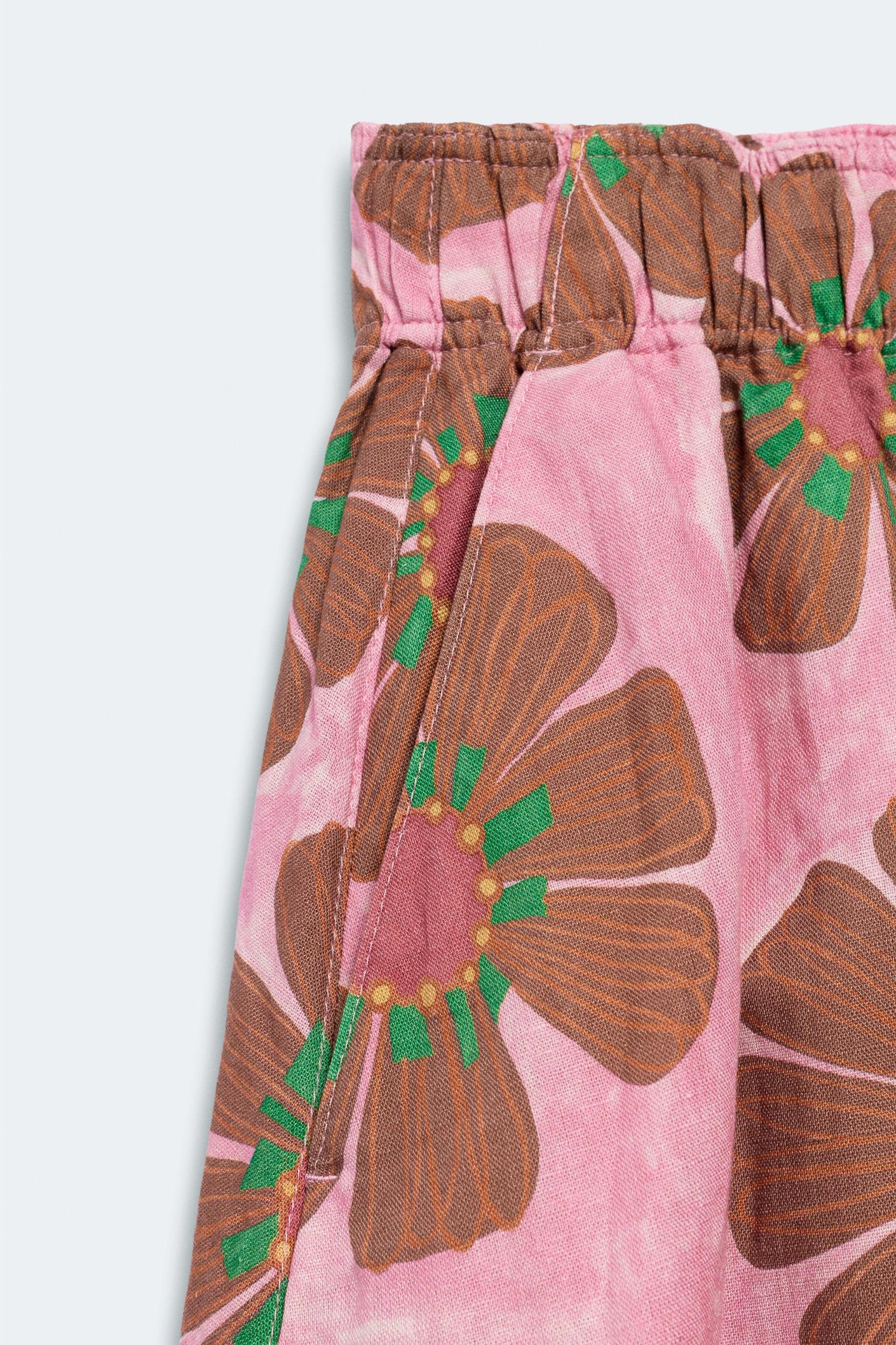 LIMITED EDITION FLORAL LINEN BLEND MIDI SKIRT Product Image