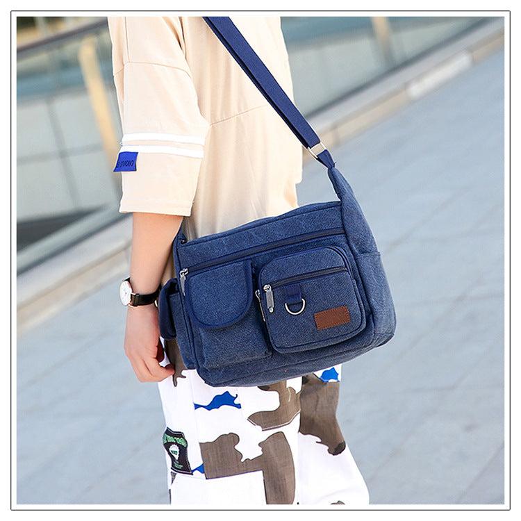 Lior Canvas Tote Bag Messenger Crossbody Shoulder Bag Large Bag with Multiple Pockets Product Image