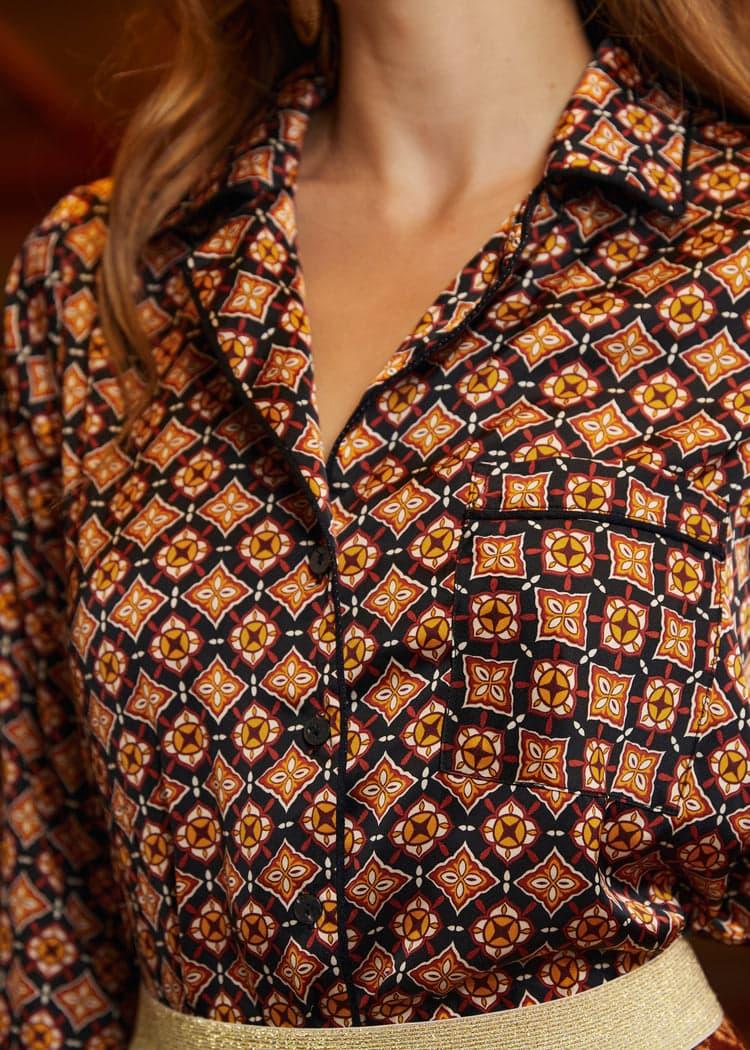 Playful Past Long Sleeve Blouse Product Image