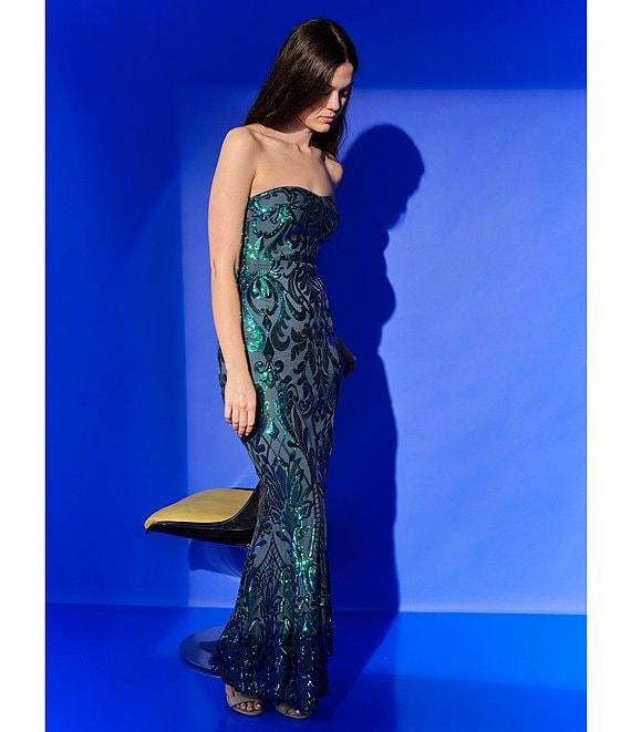 Lulus Sequin Pattern Delmar Strapless Mermaid Dress Product Image